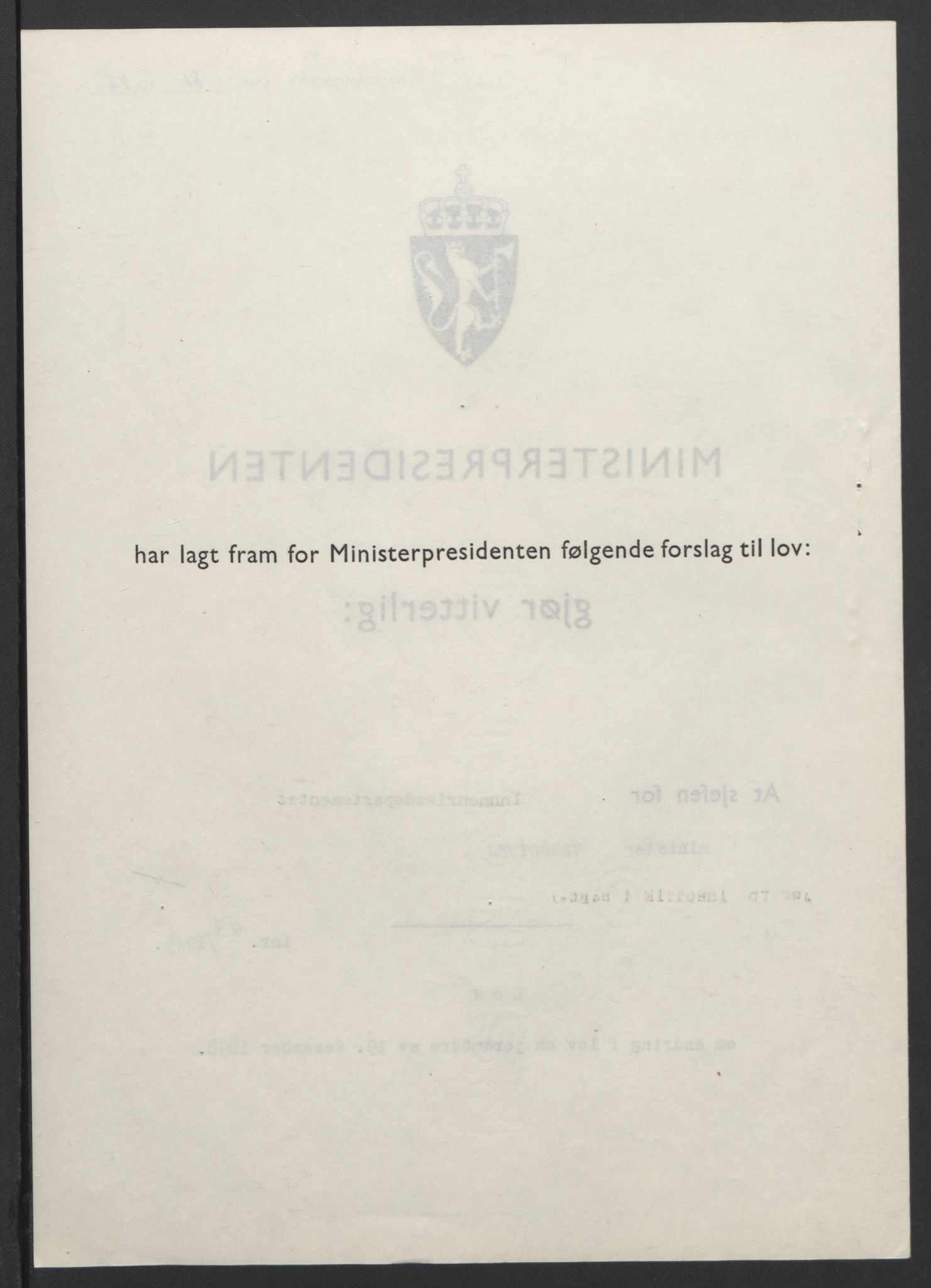 NS-administrasjonen 1940-1945 (Statsrådsekretariatet, de kommisariske statsråder mm), RA/S-4279/D/Db/L0101/0001: -- / Lover og vedtak, 1945, p. 175