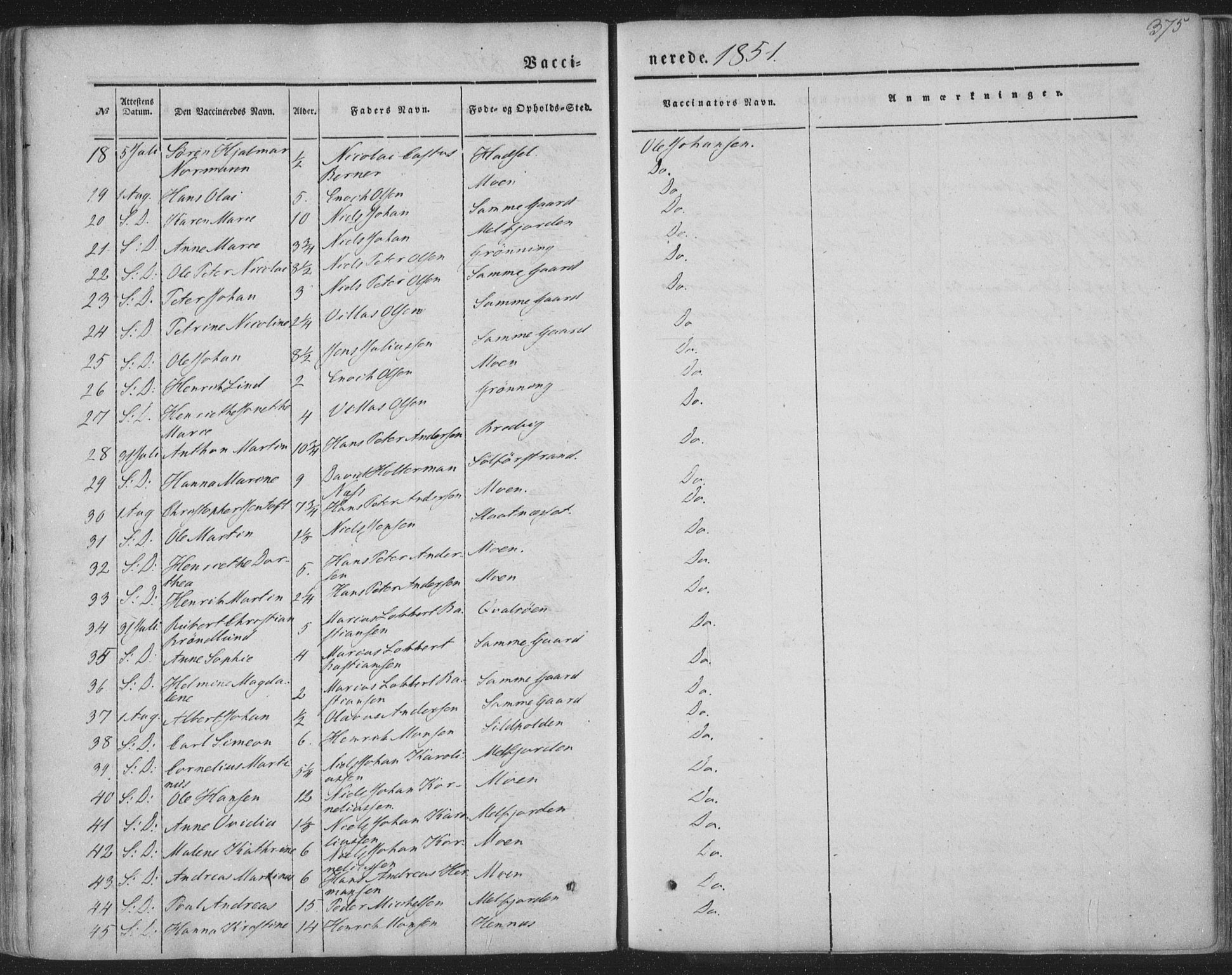 Ministerialprotokoller, klokkerbøker og fødselsregistre - Nordland, AV/SAT-A-1459/888/L1241: Parish register (official) no. 888A07, 1849-1869, p. 375