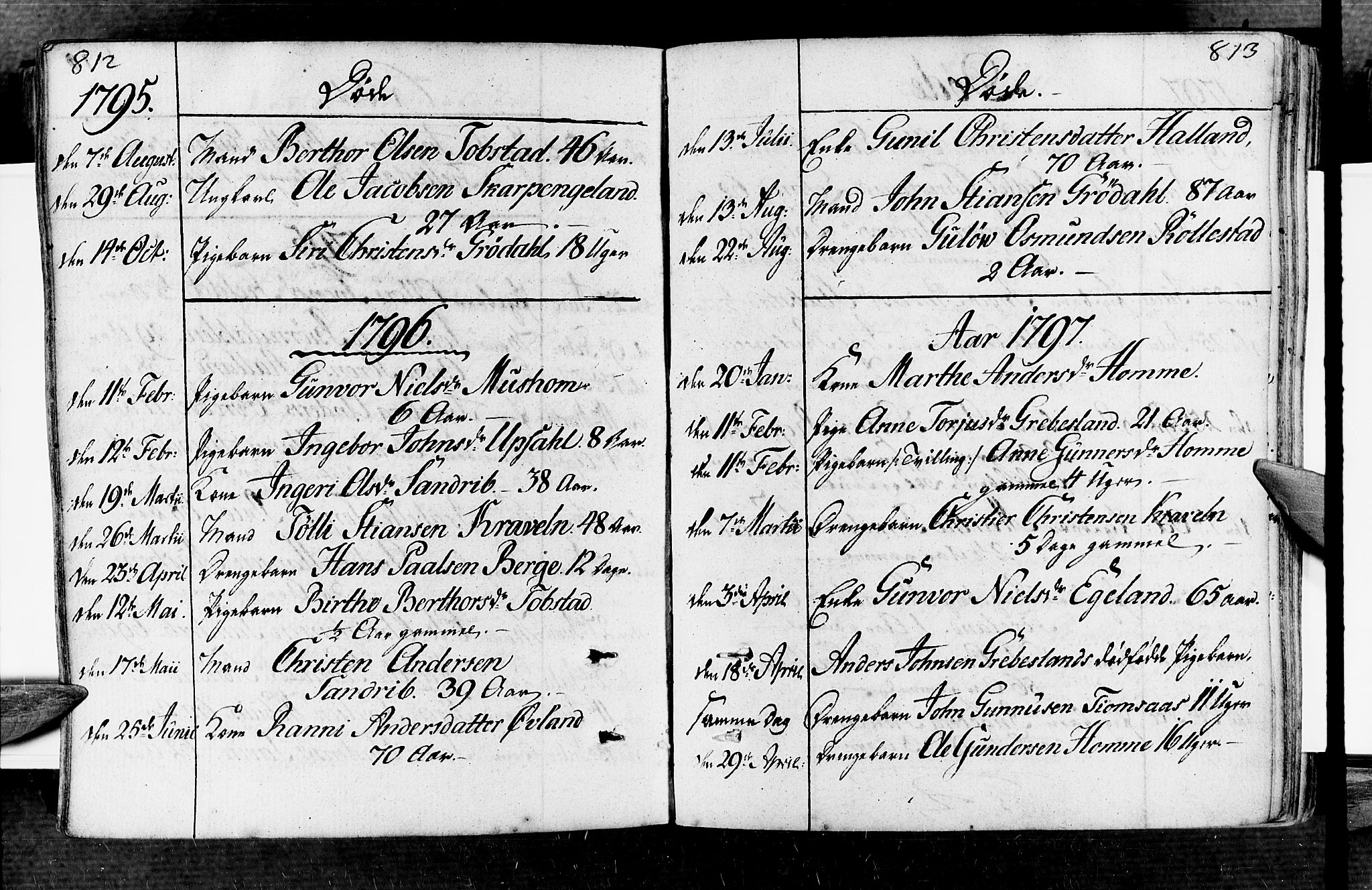 Vennesla sokneprestkontor, AV/SAK-1111-0045/Fa/Fac/L0002: Parish register (official) no. A 2, 1785-1834, p. 812-813