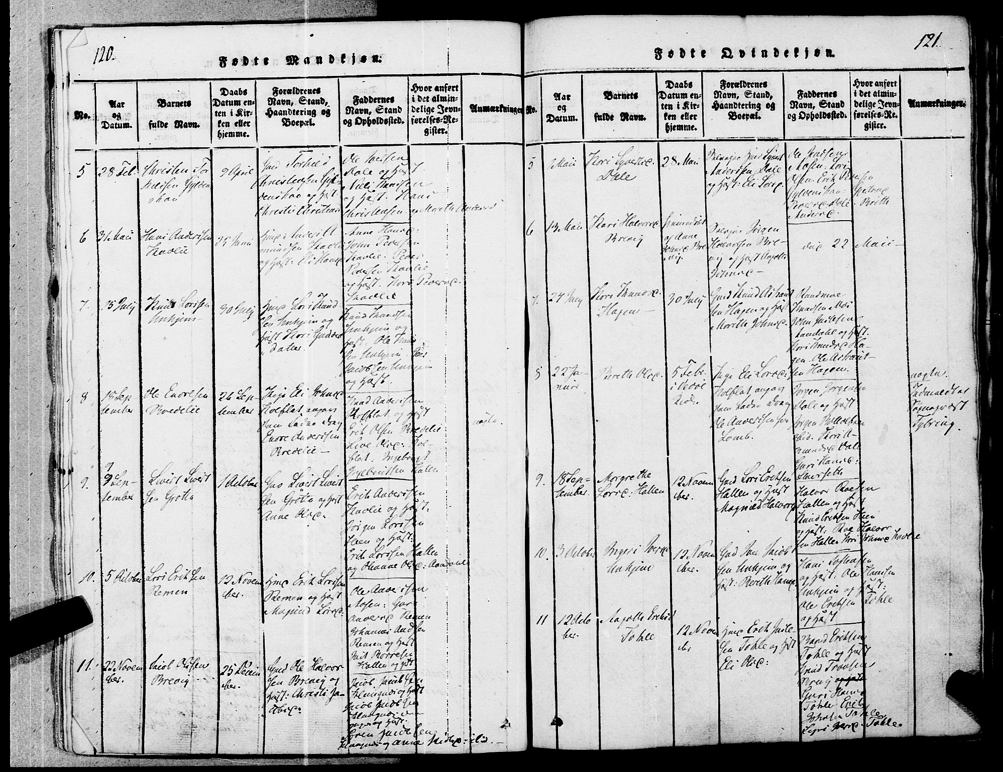 Ministerialprotokoller, klokkerbøker og fødselsregistre - Møre og Romsdal, AV/SAT-A-1454/545/L0585: Parish register (official) no. 545A01, 1818-1853, p. 120-121