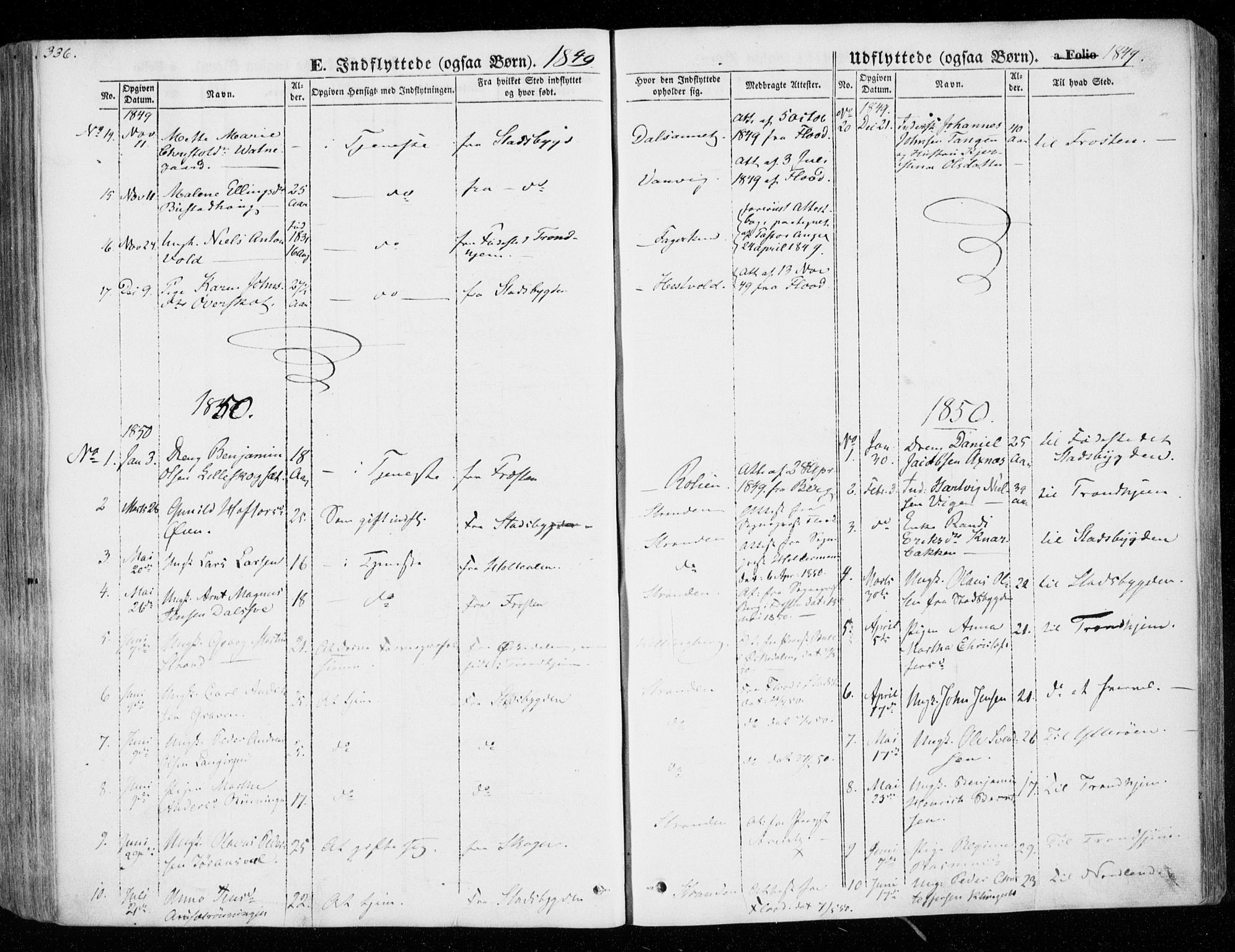 Ministerialprotokoller, klokkerbøker og fødselsregistre - Nord-Trøndelag, SAT/A-1458/701/L0007: Parish register (official) no. 701A07 /1, 1842-1854, p. 336