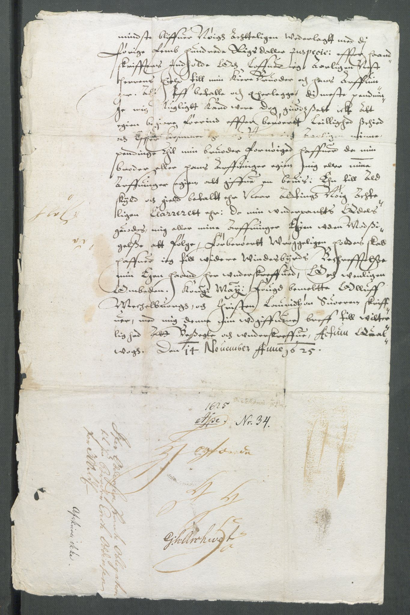 Riksarkivets diplomsamling, AV/RA-EA-5965/F02/L0135: Dokumenter, 1625, p. 58