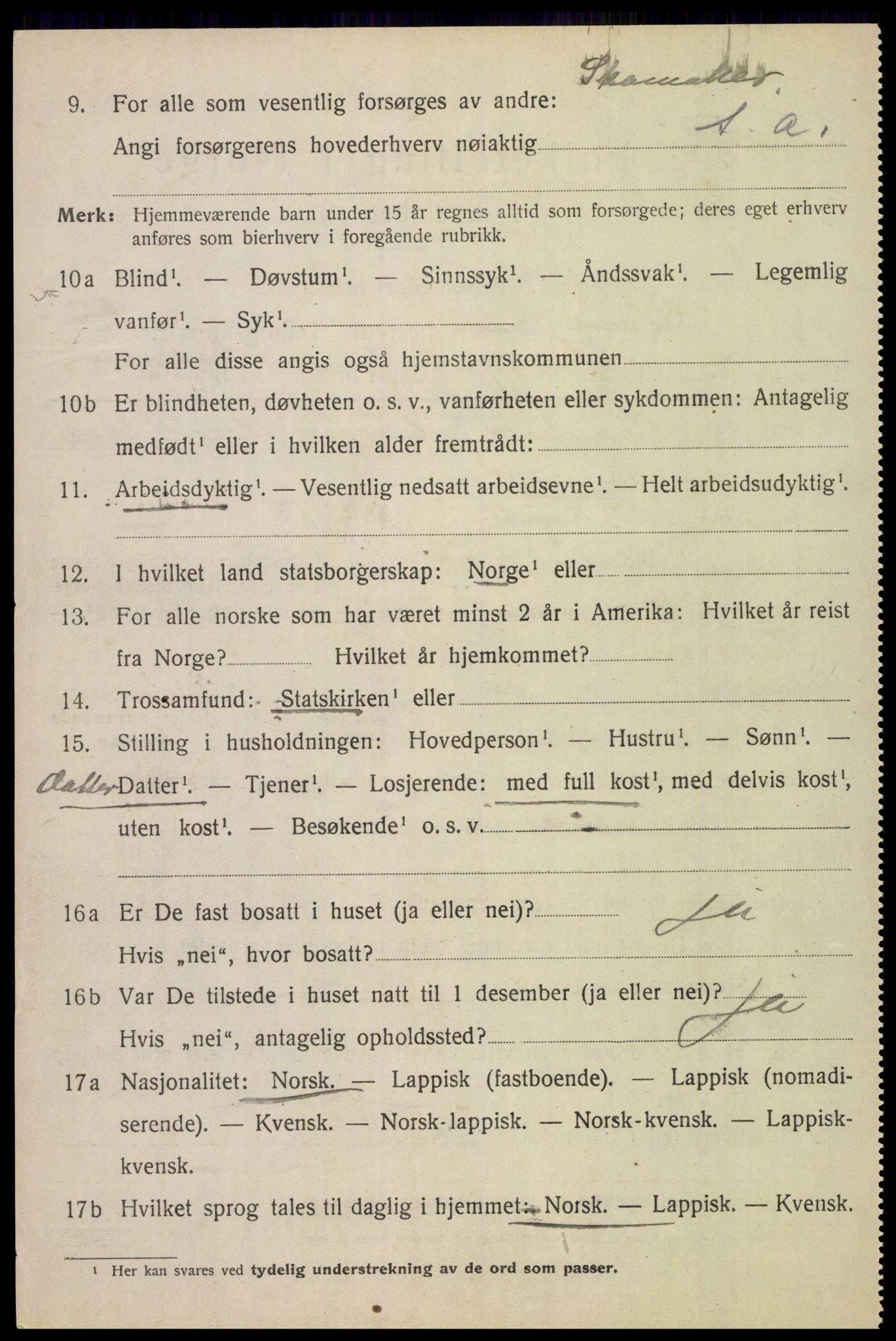 SAT, 1920 census for Vågan, 1920, p. 3932