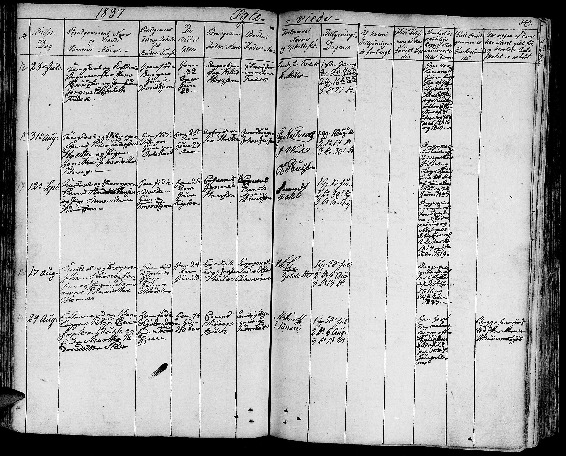 Ministerialprotokoller, klokkerbøker og fødselsregistre - Sør-Trøndelag, AV/SAT-A-1456/602/L0109: Parish register (official) no. 602A07, 1821-1840, p. 349