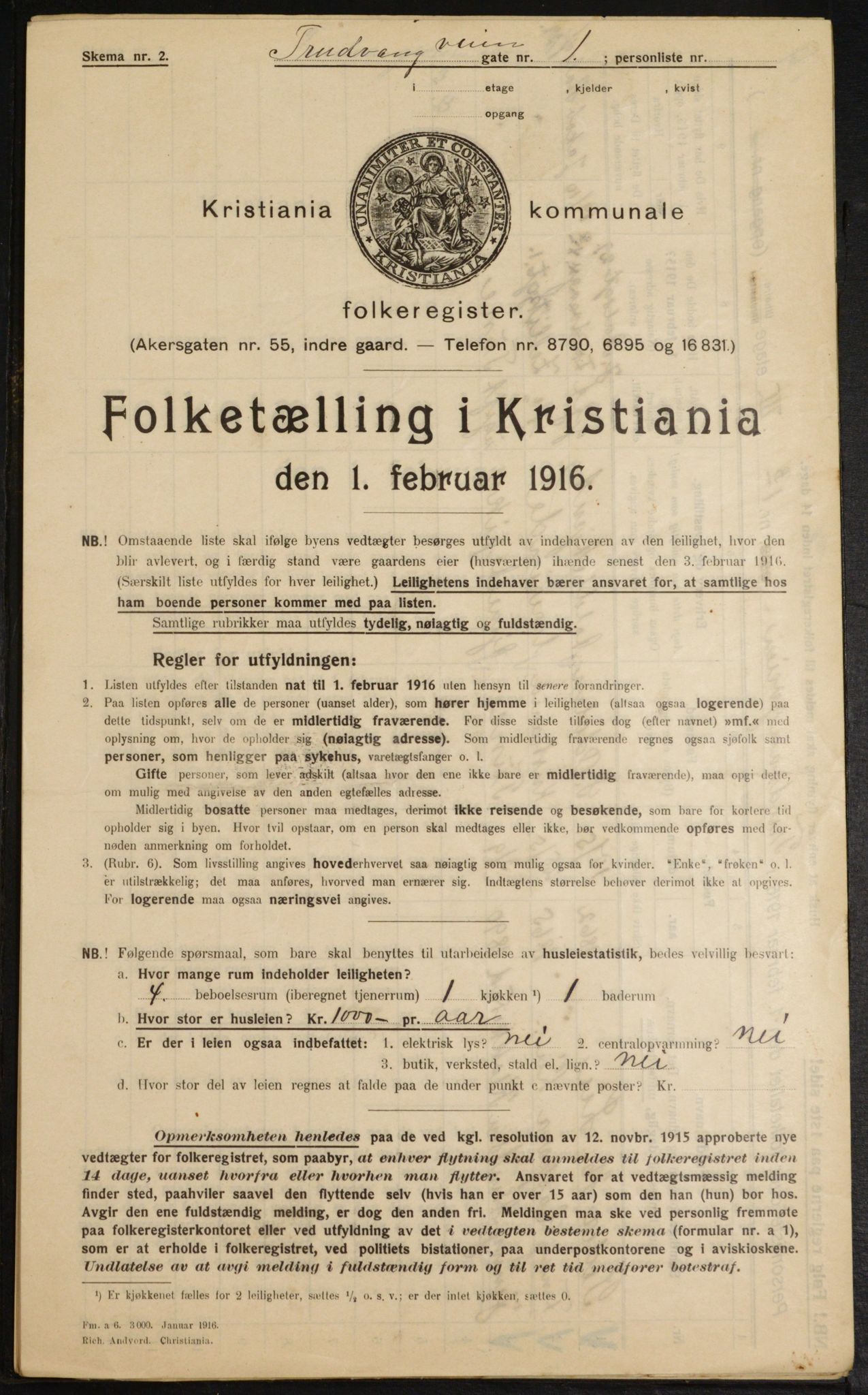 OBA, Municipal Census 1916 for Kristiania, 1916, p. 120483