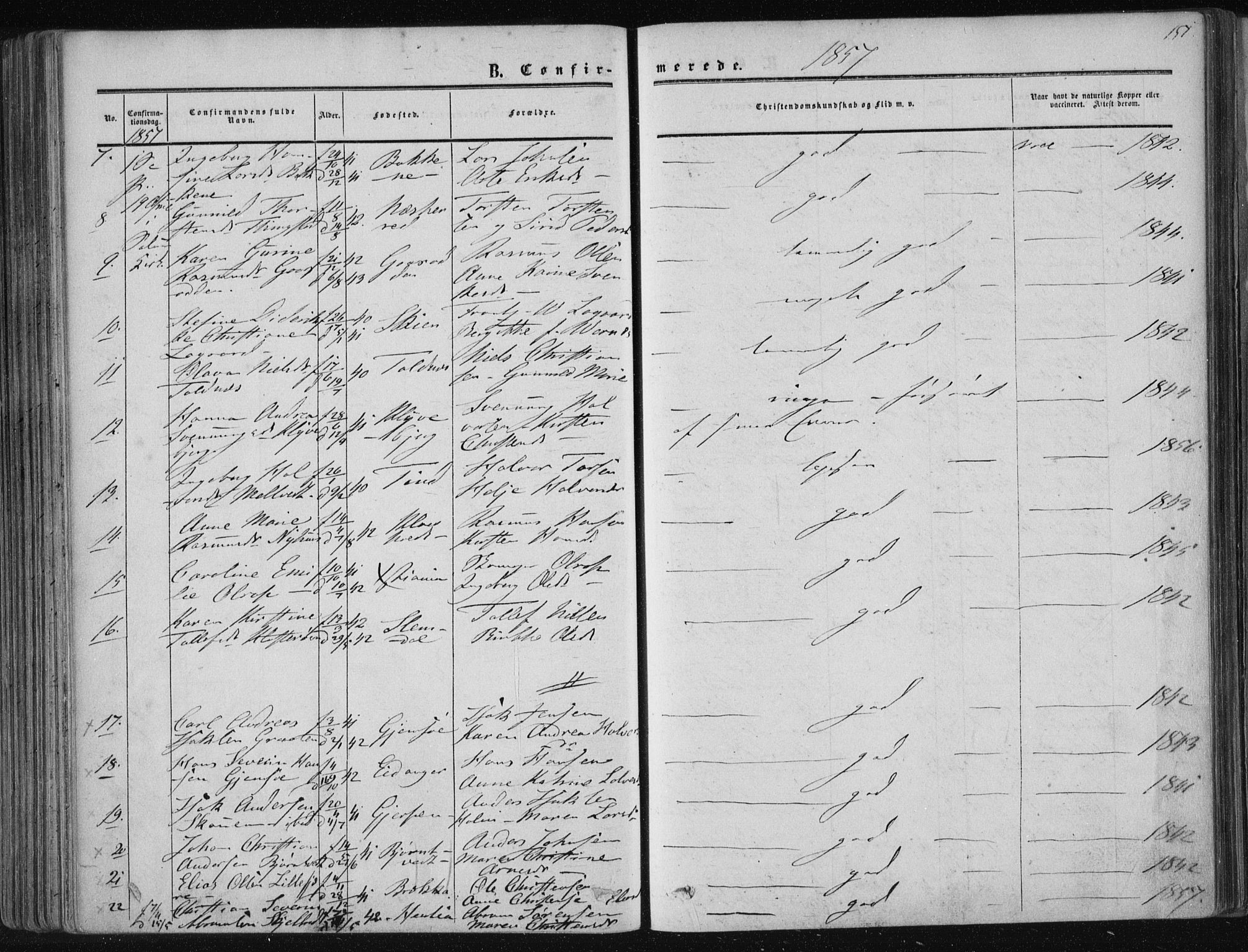 Solum kirkebøker, SAKO/A-306/F/Fa/L0007: Parish register (official) no. I 7, 1856-1864, p. 151