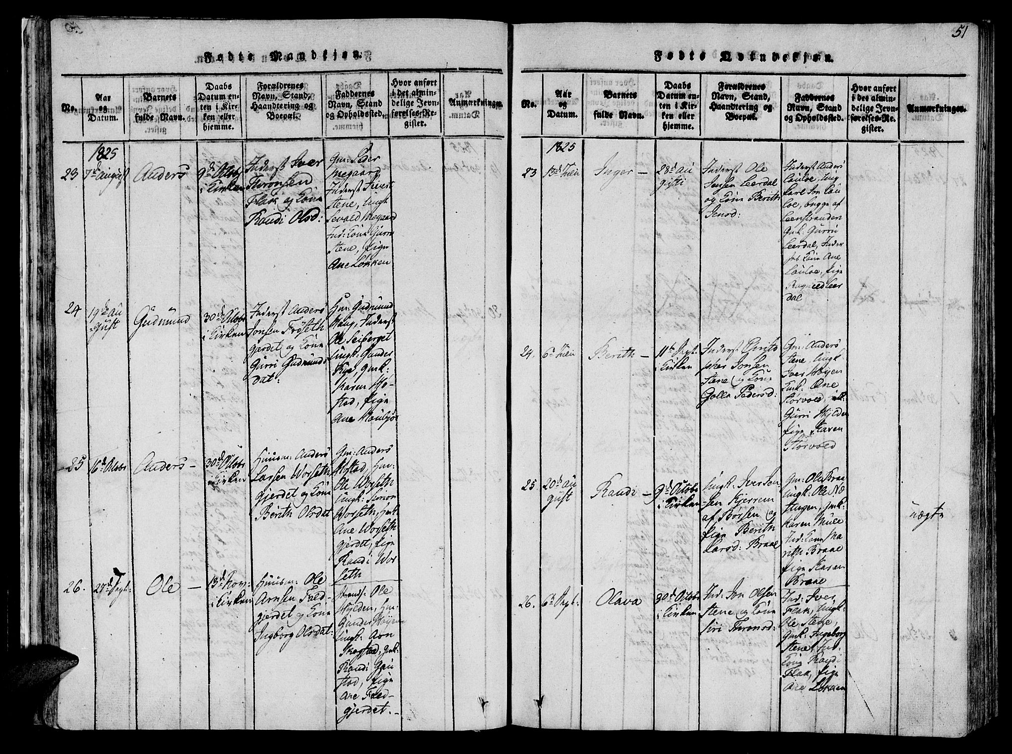 Ministerialprotokoller, klokkerbøker og fødselsregistre - Sør-Trøndelag, SAT/A-1456/612/L0372: Parish register (official) no. 612A06 /1, 1816-1828, p. 51