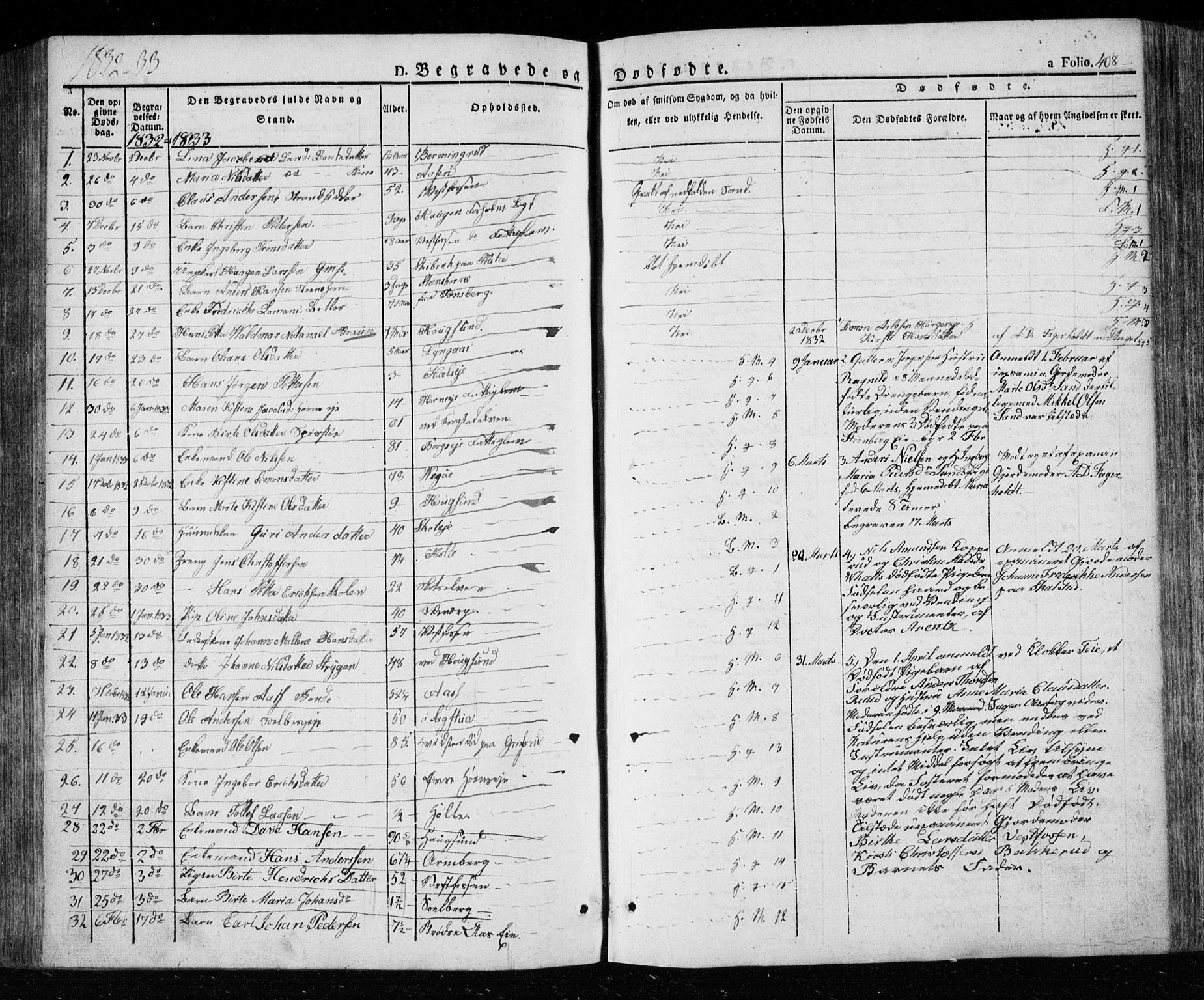 Eiker kirkebøker, SAKO/A-4/F/Fa/L0013a: Parish register (official) no. I 13A, 1832-1845, p. 408