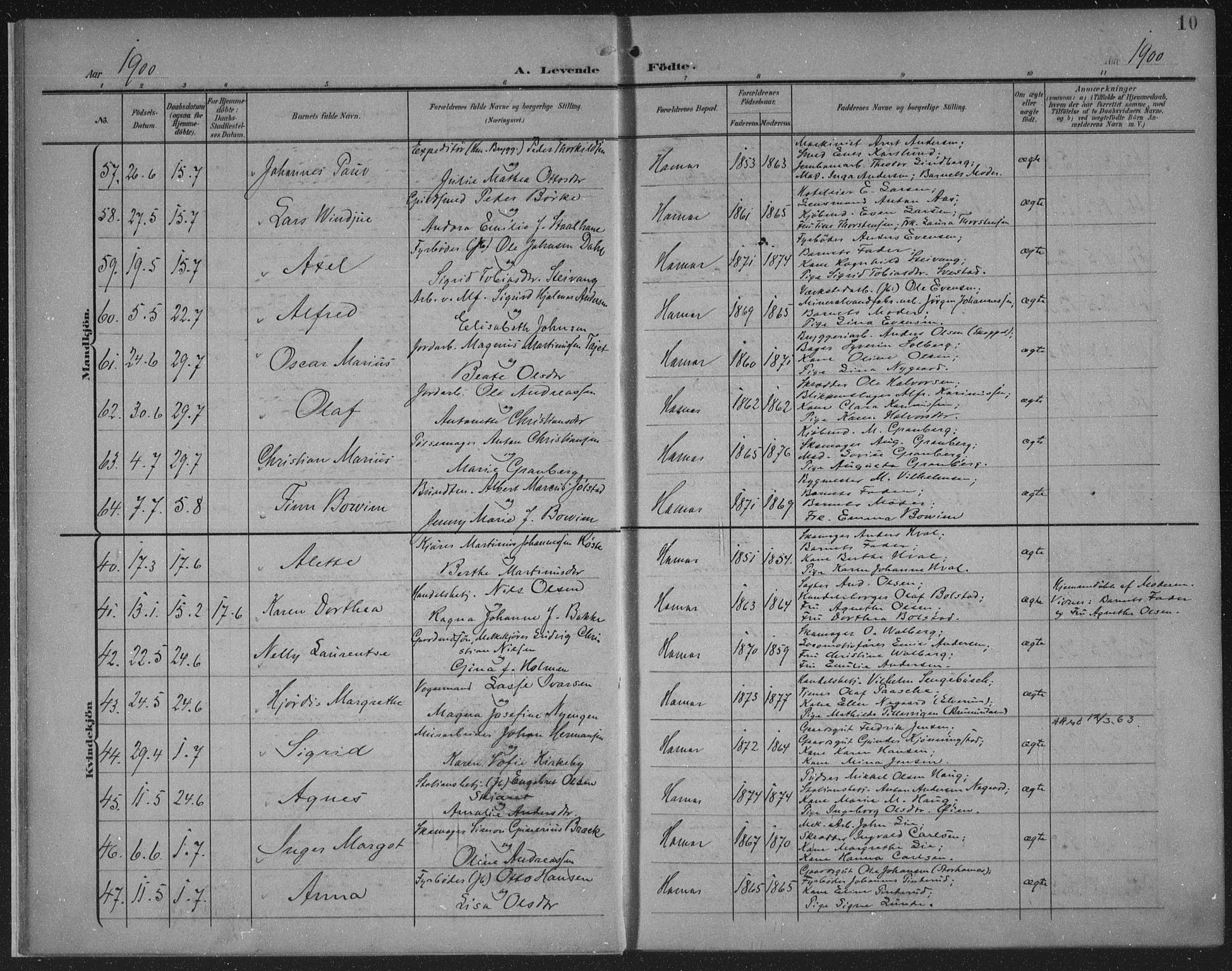 Hamar prestekontor, AV/SAH-DOMPH-002/H/Ha/Haa/L0001: Parish register (official) no. 1, 1900-1914, p. 10