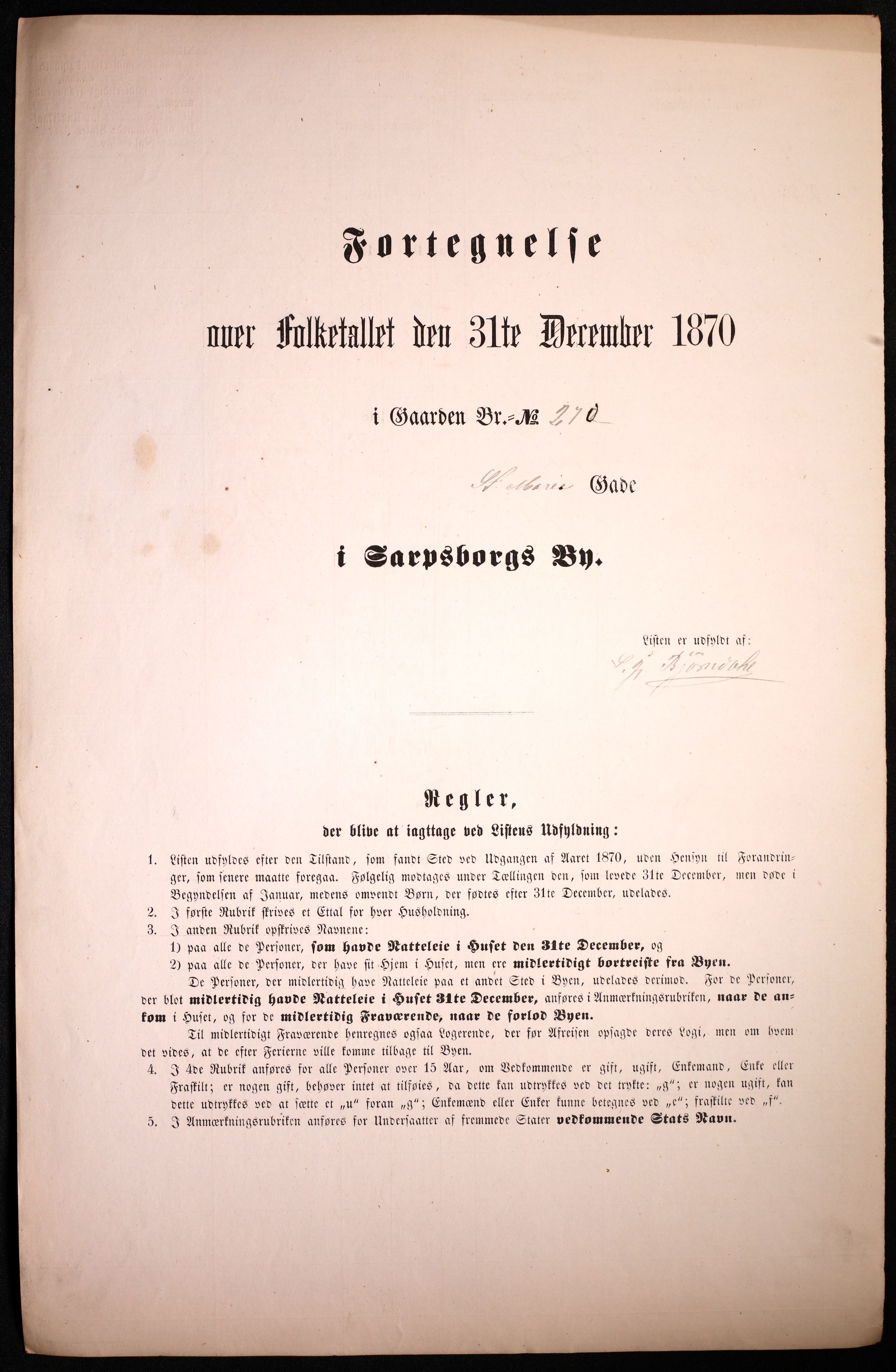 RA, 1870 census for 0102 Sarpsborg, 1870, p. 77