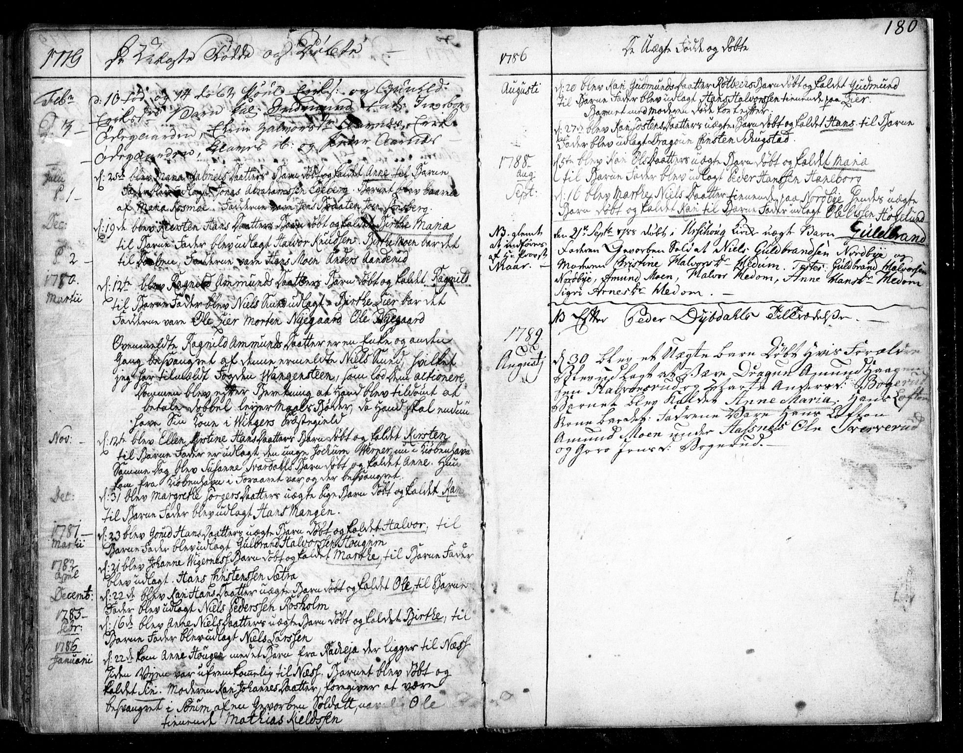 Aurskog prestekontor Kirkebøker, SAO/A-10304a/F/Fa/L0003: Parish register (official) no. I 3, 1767-1807, p. 180