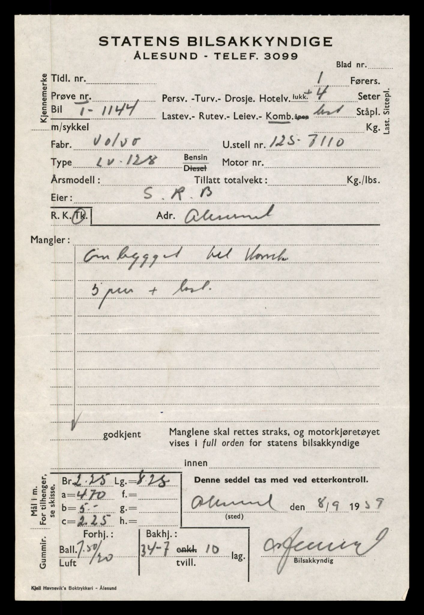 Møre og Romsdal vegkontor - Ålesund trafikkstasjon, AV/SAT-A-4099/F/Fe/L0010: Registreringskort for kjøretøy T 1050 - T 1169, 1927-1998, p. 2641