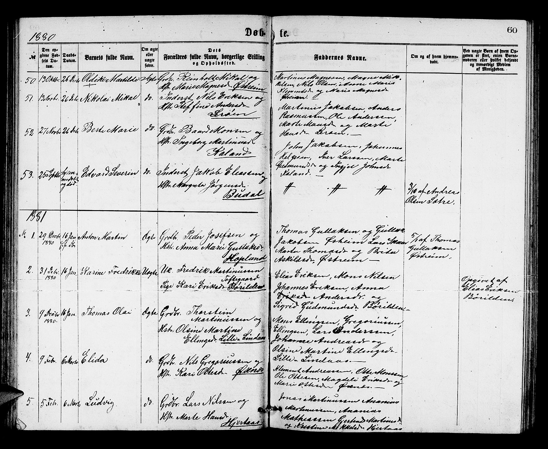 Lindås Sokneprestembete, SAB/A-76701/H/Hab: Parish register (copy) no. C 2, 1868-1885, p. 60