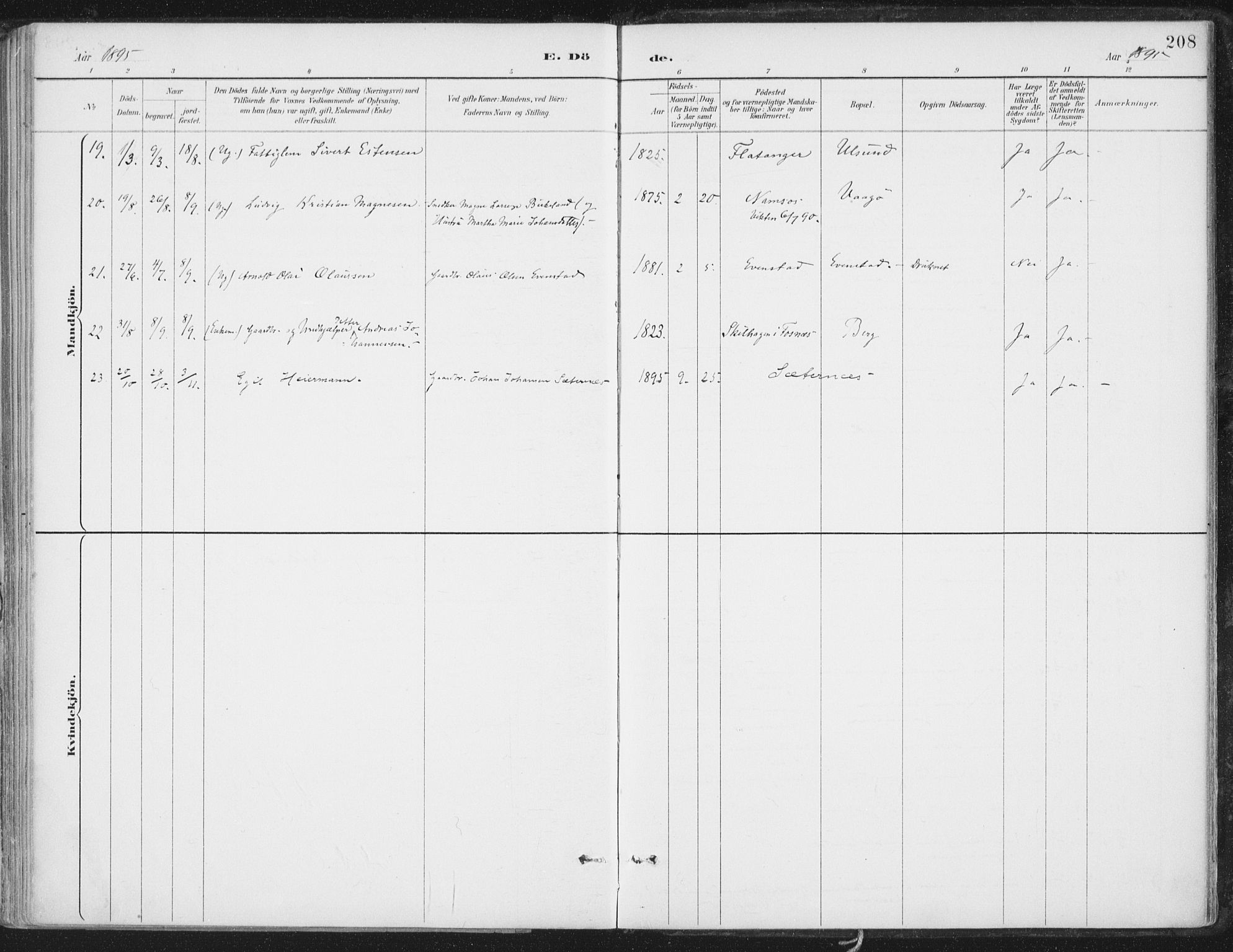 Ministerialprotokoller, klokkerbøker og fødselsregistre - Nord-Trøndelag, SAT/A-1458/786/L0687: Parish register (official) no. 786A03, 1888-1898, p. 208