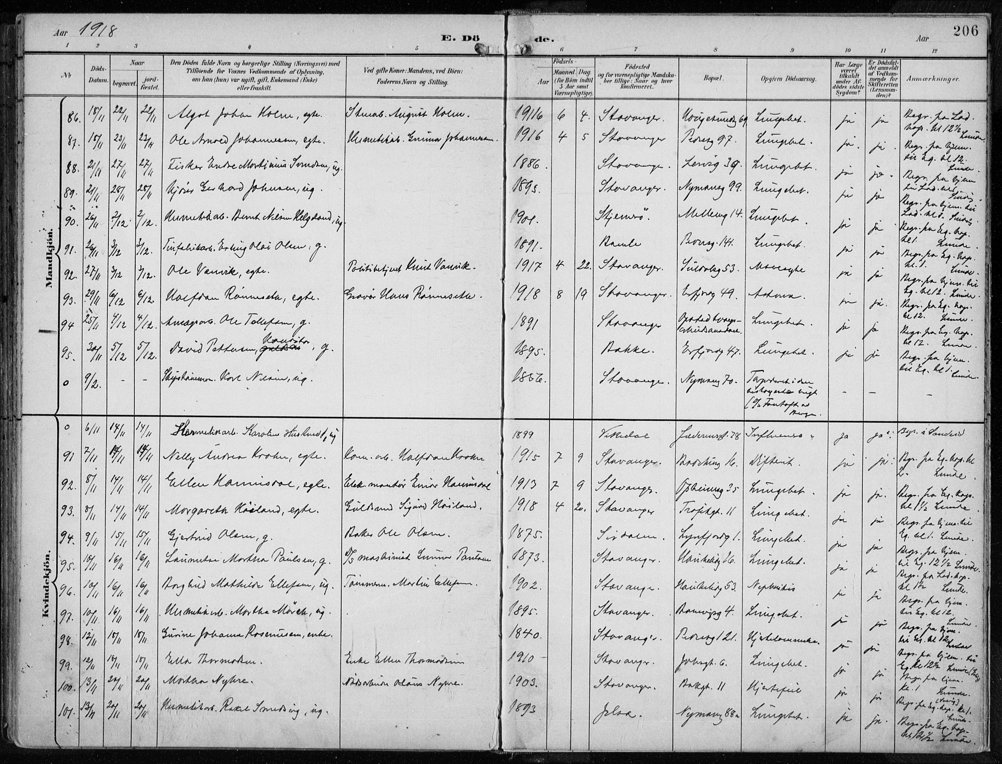 St. Johannes sokneprestkontor, AV/SAST-A-101814/001/30/30BA/L0005: Parish register (official) no. A 5, 1898-1919, p. 206