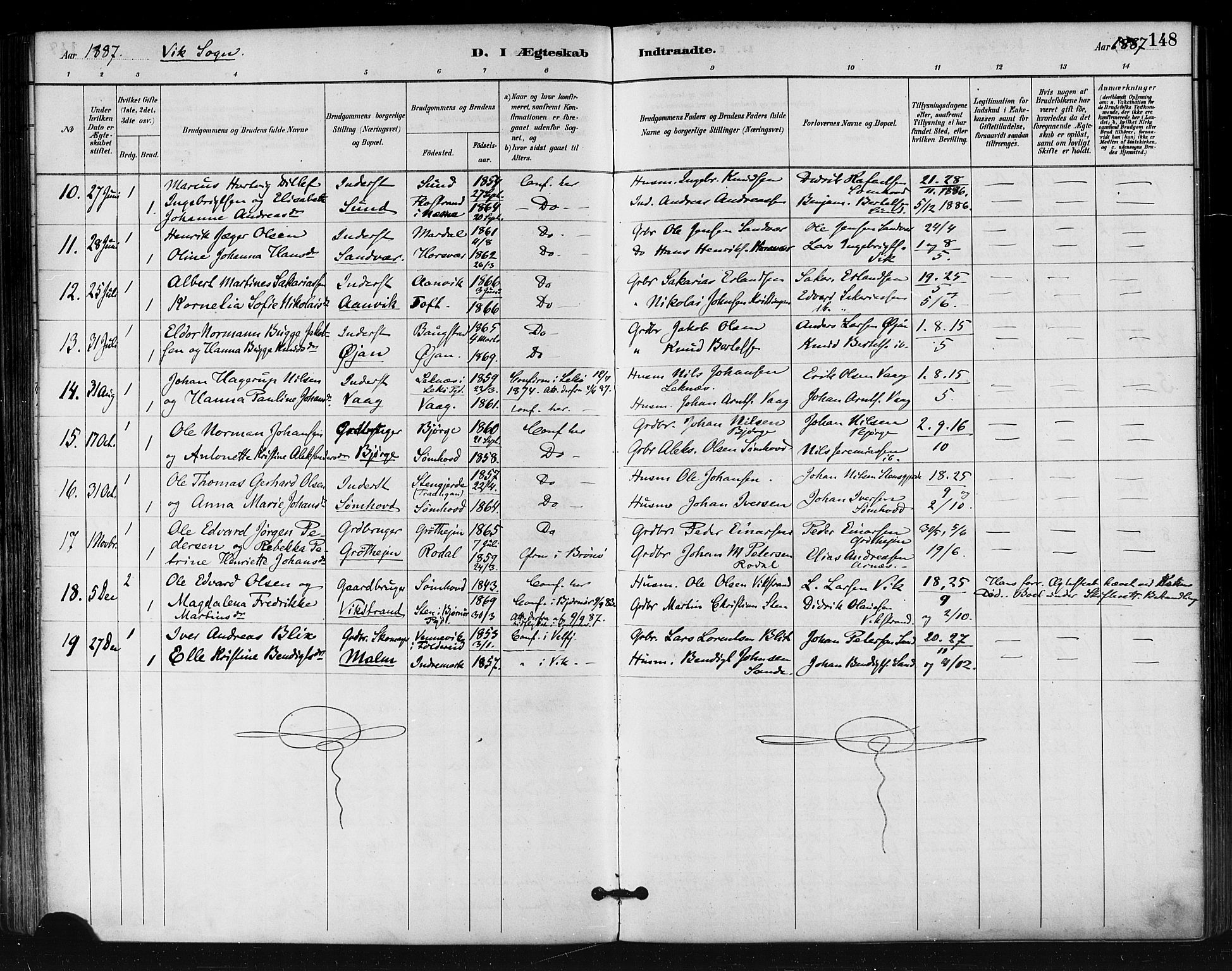 Ministerialprotokoller, klokkerbøker og fødselsregistre - Nordland, AV/SAT-A-1459/812/L0178: Parish register (official) no. 812A07, 1886-1900, p. 148