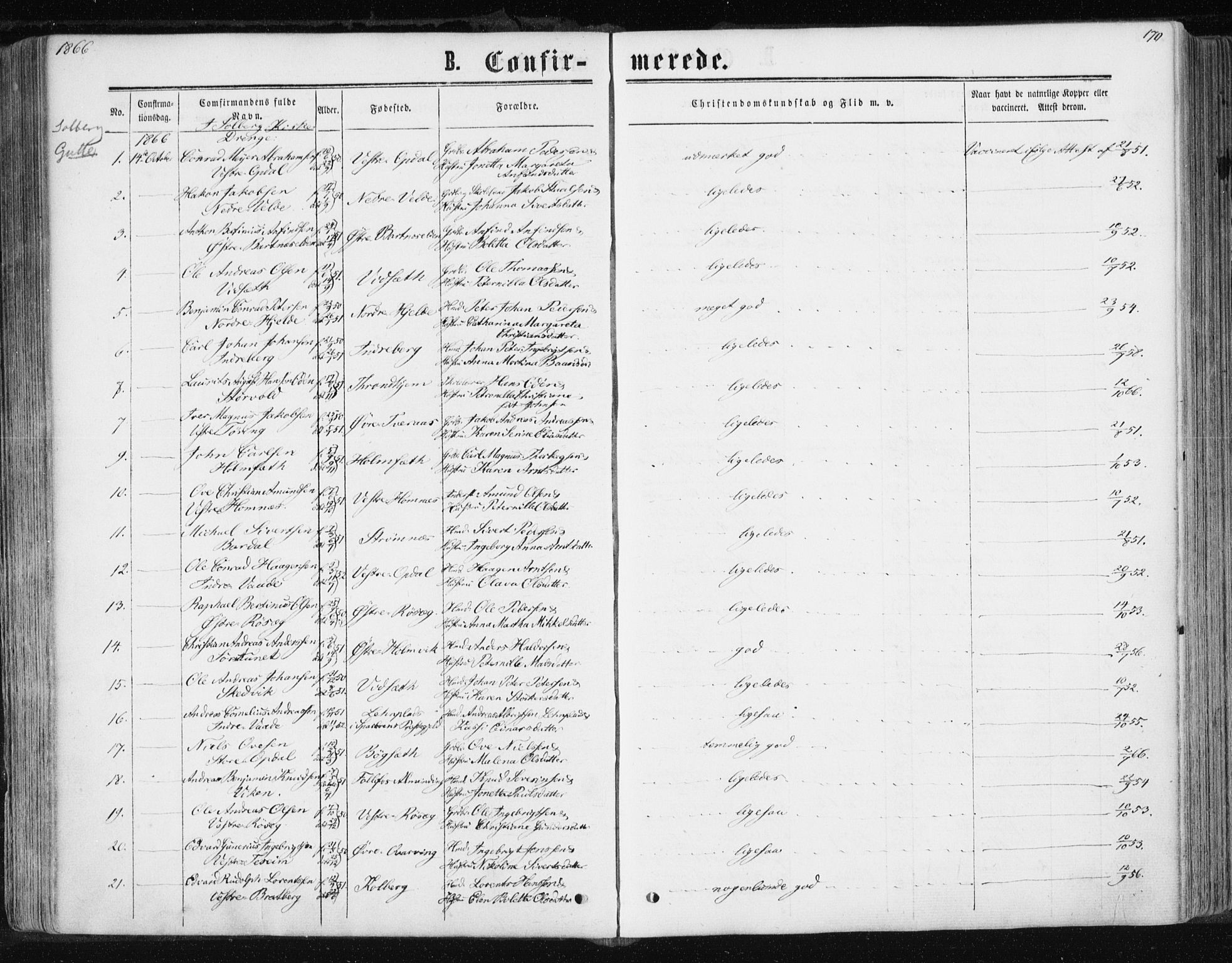 Ministerialprotokoller, klokkerbøker og fødselsregistre - Nord-Trøndelag, AV/SAT-A-1458/741/L0394: Parish register (official) no. 741A08, 1864-1877, p. 170