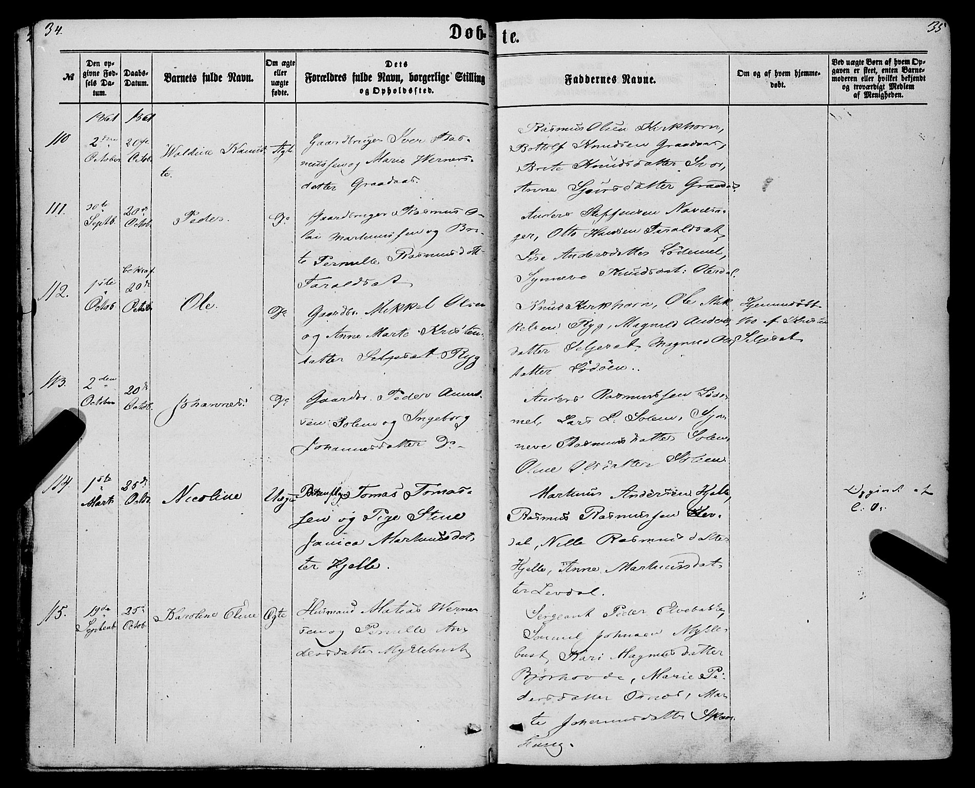 Eid sokneprestembete, AV/SAB-A-82301/H/Haa/Haaa/L0009: Parish register (official) no. A 9, 1861-1868, p. 34-35