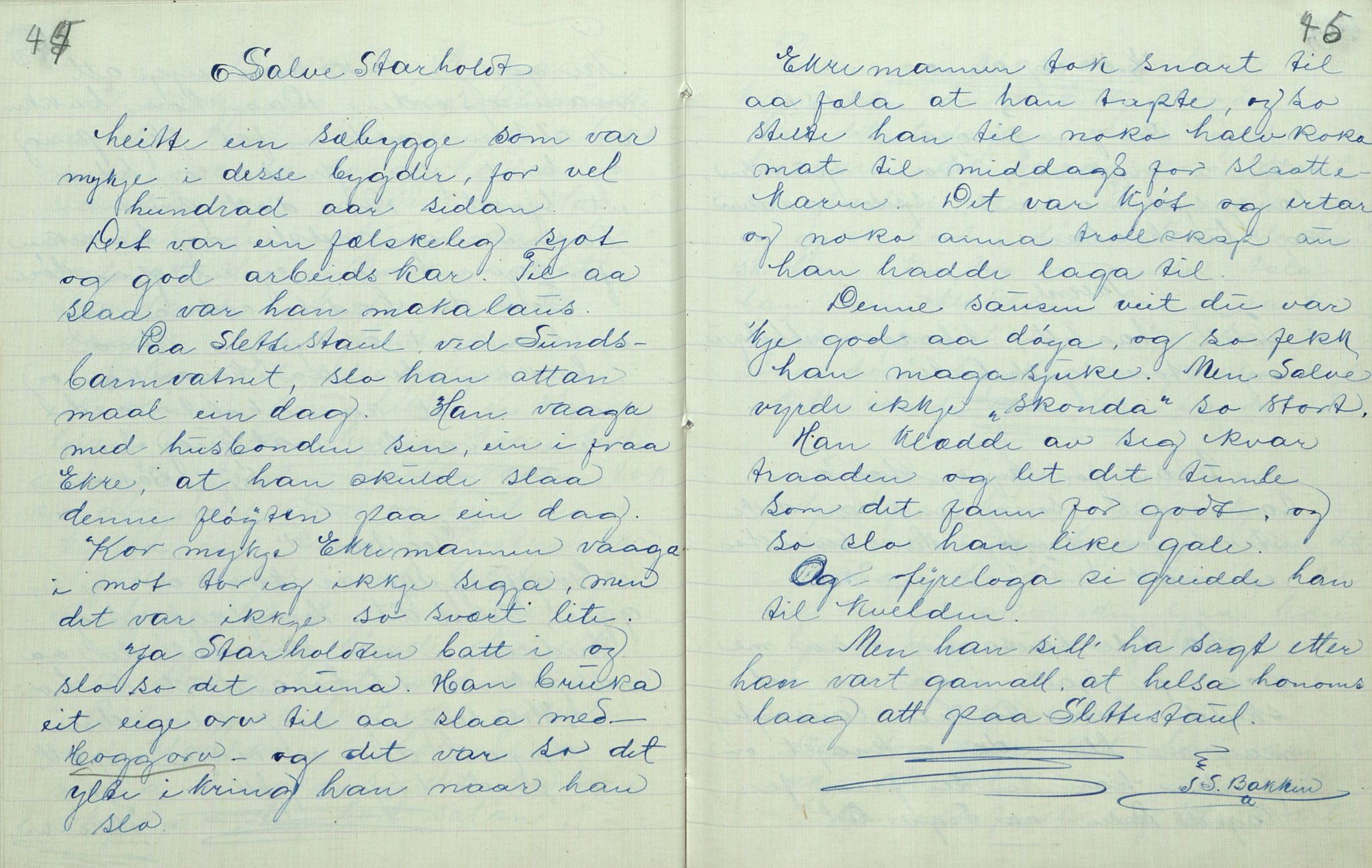 Rikard Berge, TEMU/TGM-A-1003/F/L0007/0036: 251-299 / 286 Uppskriftir av O. T. Bakken, 1918, p. 44-45