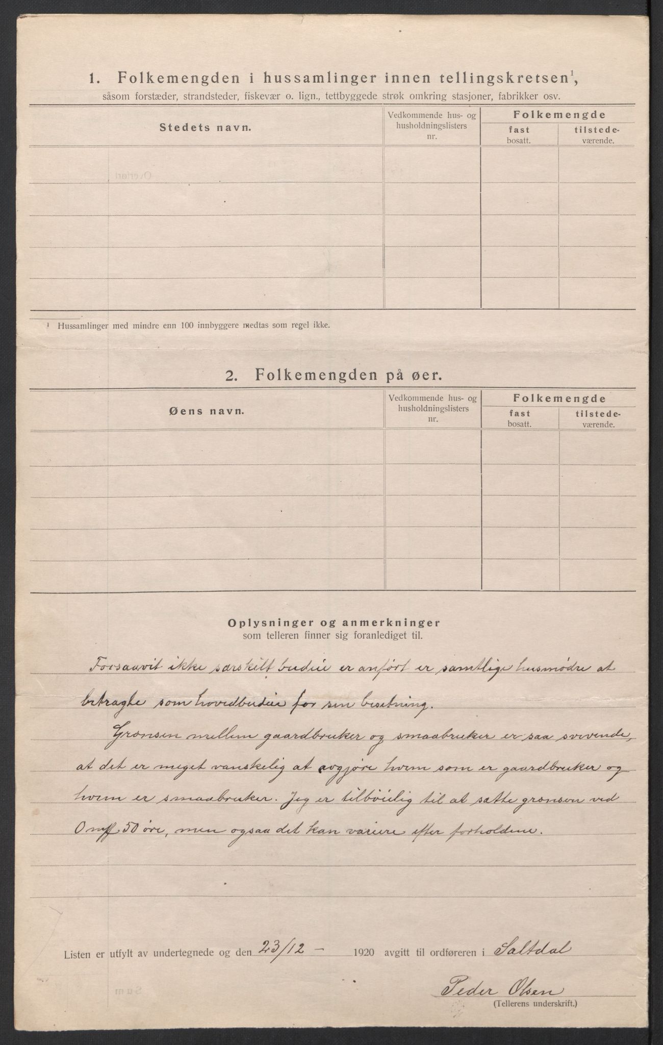 SAT, 1920 census for Saltdal, 1920, p. 28