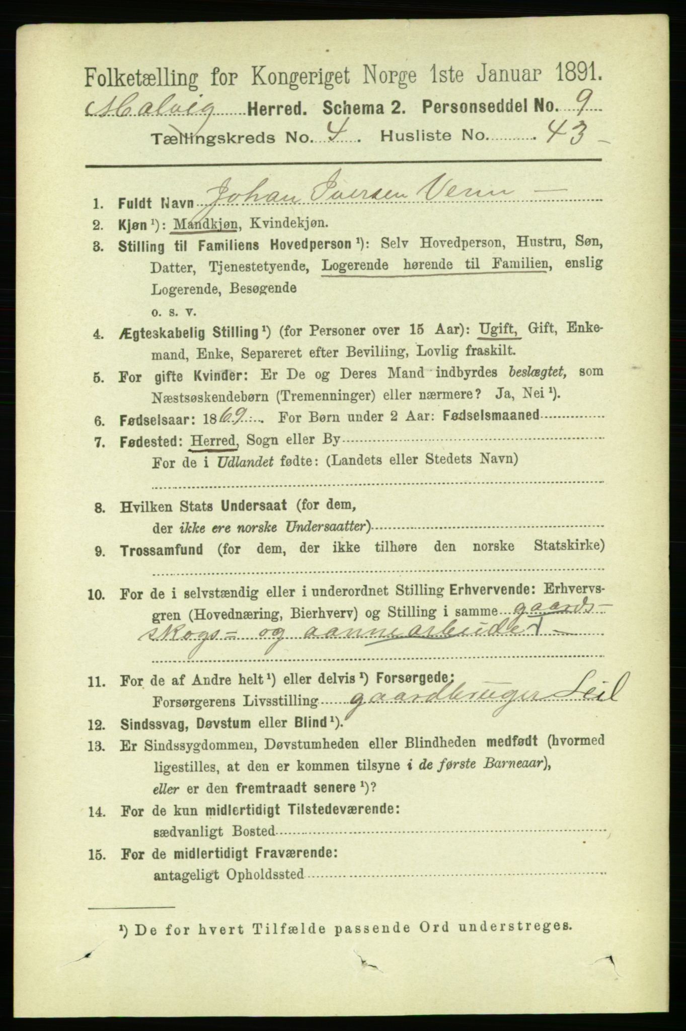 RA, 1891 census for 1663 Malvik, 1891, p. 3000
