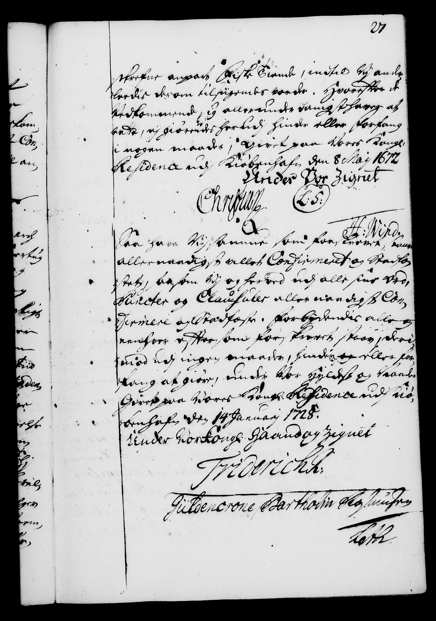 Rentekammeret, Kammerkanselliet, RA/EA-3111/G/Gg/Gga/L0003: Norsk ekspedisjonsprotokoll med register (merket RK 53.3), 1727-1734, p. 27