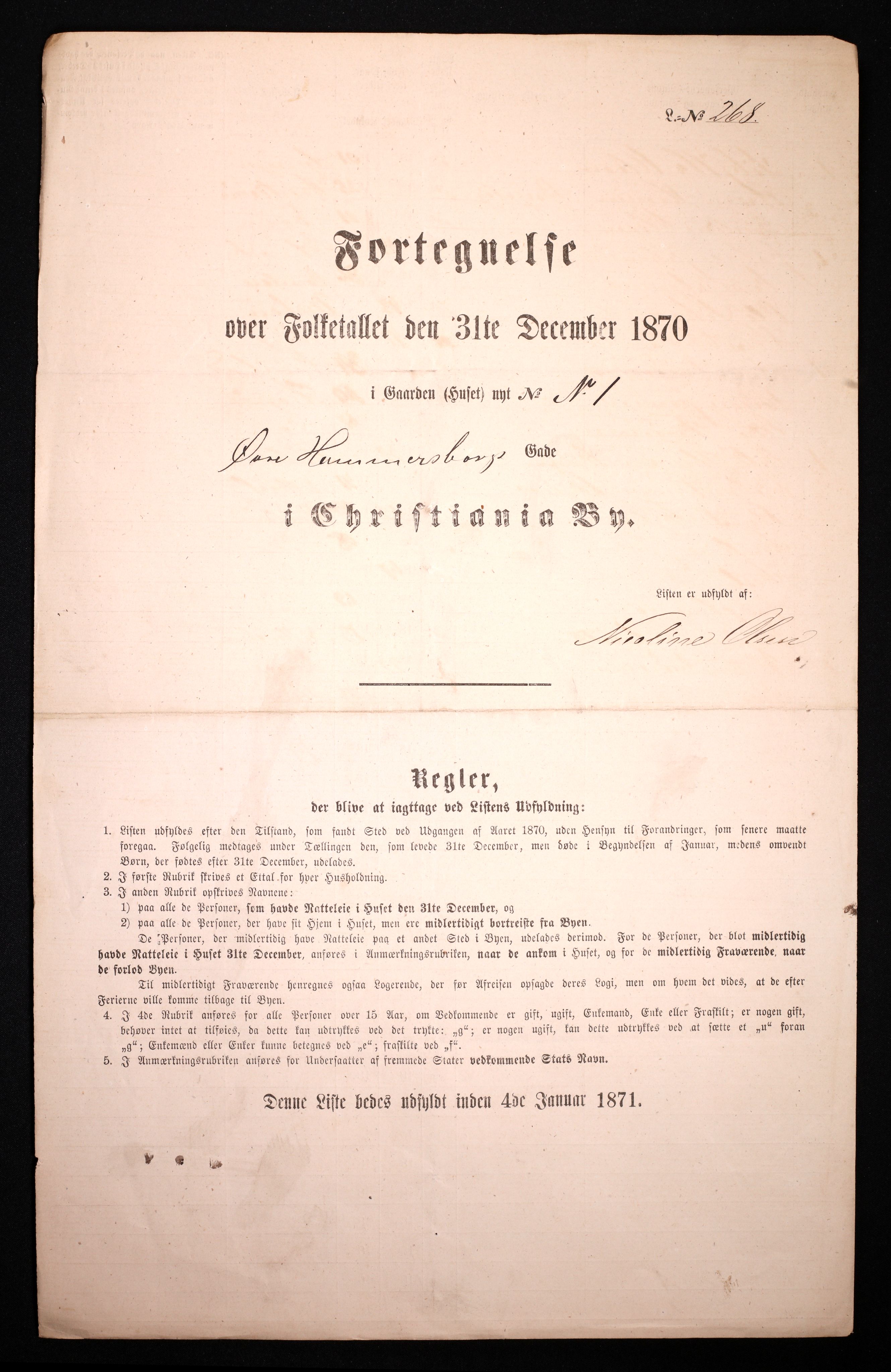 RA, 1870 census for 0301 Kristiania, 1870, p. 4676