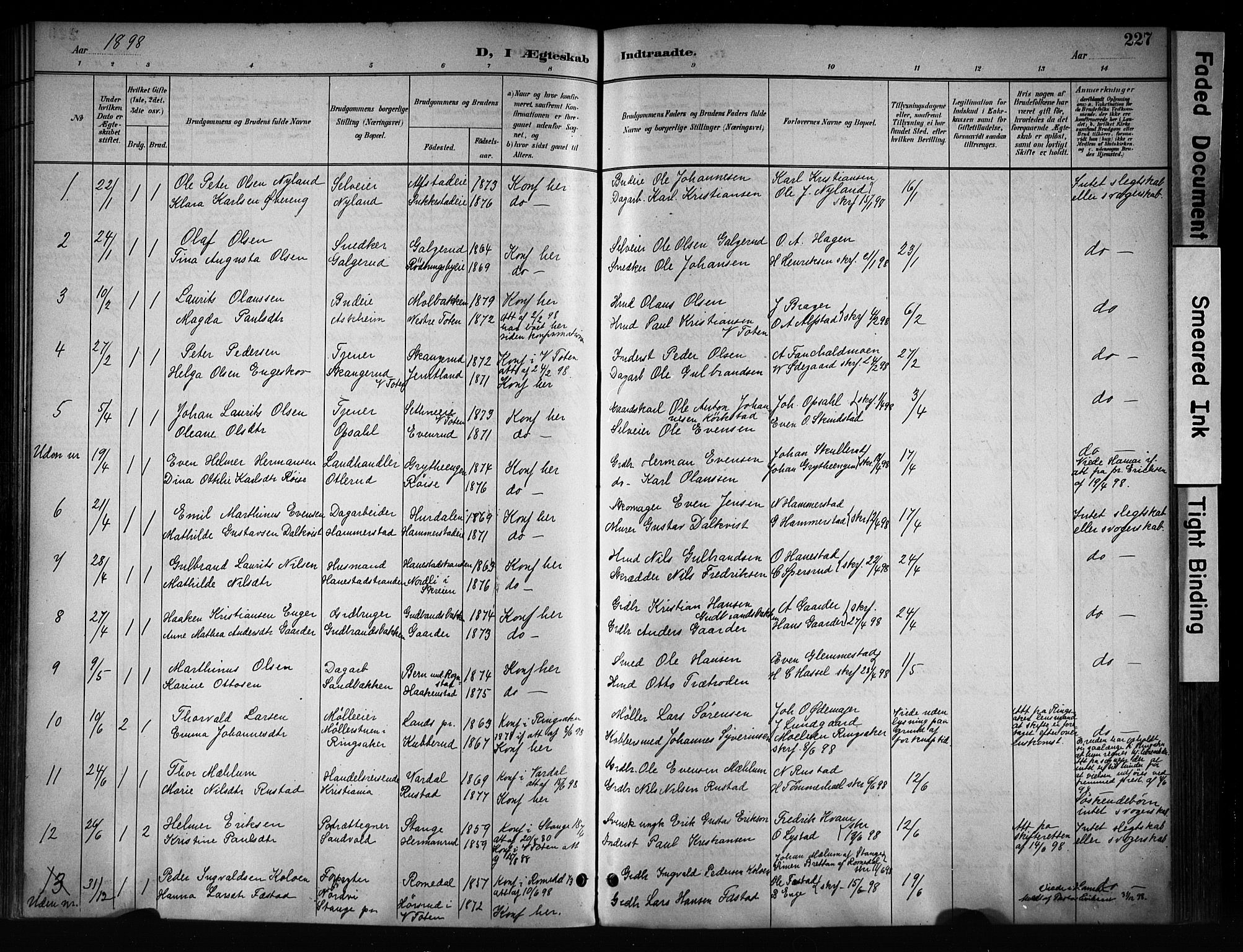 Østre Toten prestekontor, SAH/PREST-104/H/Ha/Haa/L0008: Parish register (official) no. 8, 1897-1909, p. 227