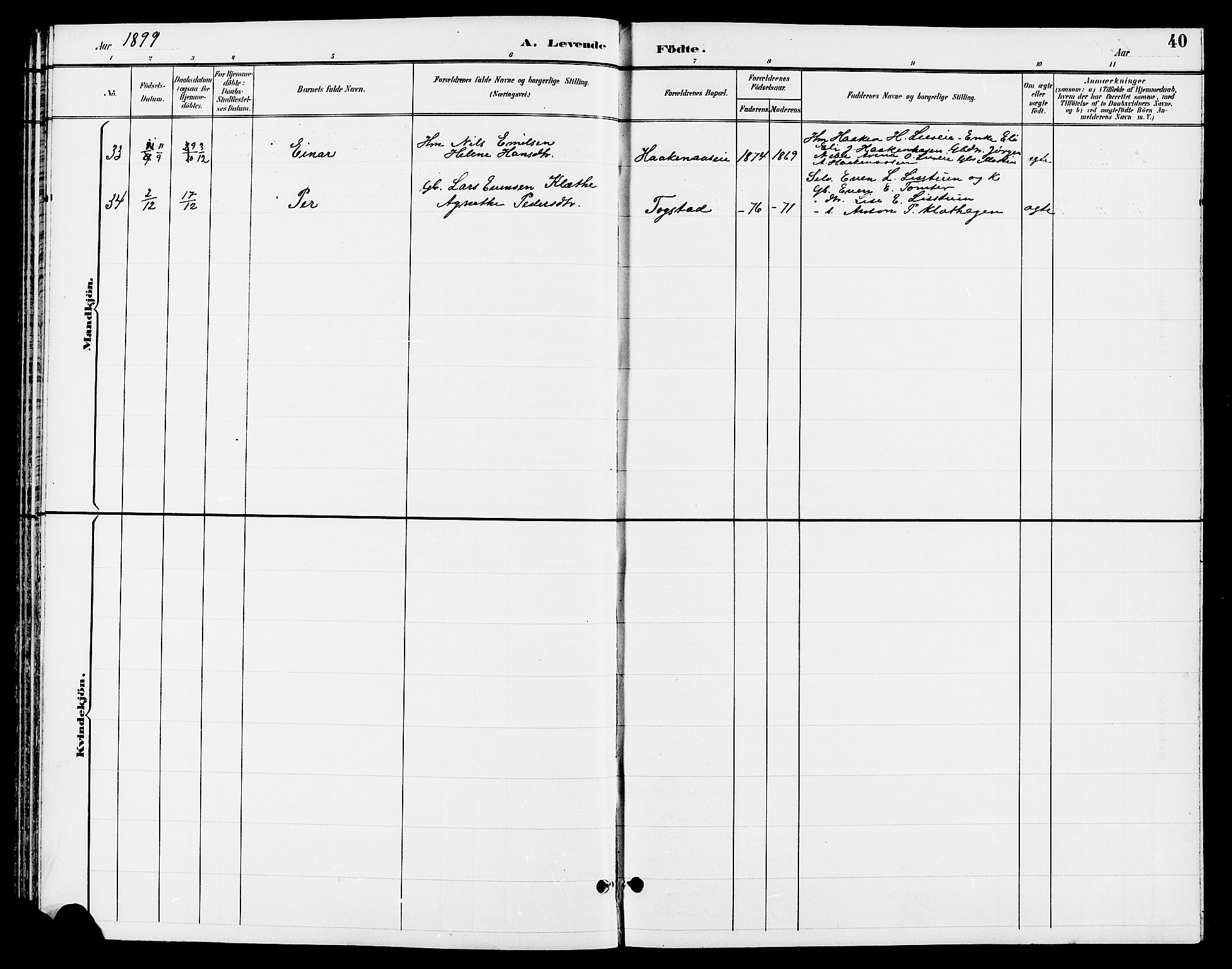 Ringsaker prestekontor, AV/SAH-PREST-014/L/La/L0013: Parish register (copy) no. 13, 1891-1904, p. 40