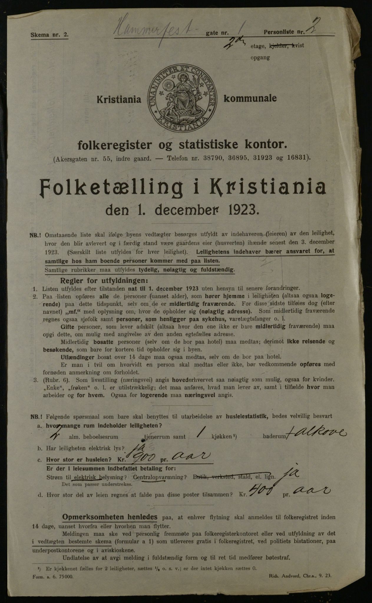 OBA, Municipal Census 1923 for Kristiania, 1923, p. 38324