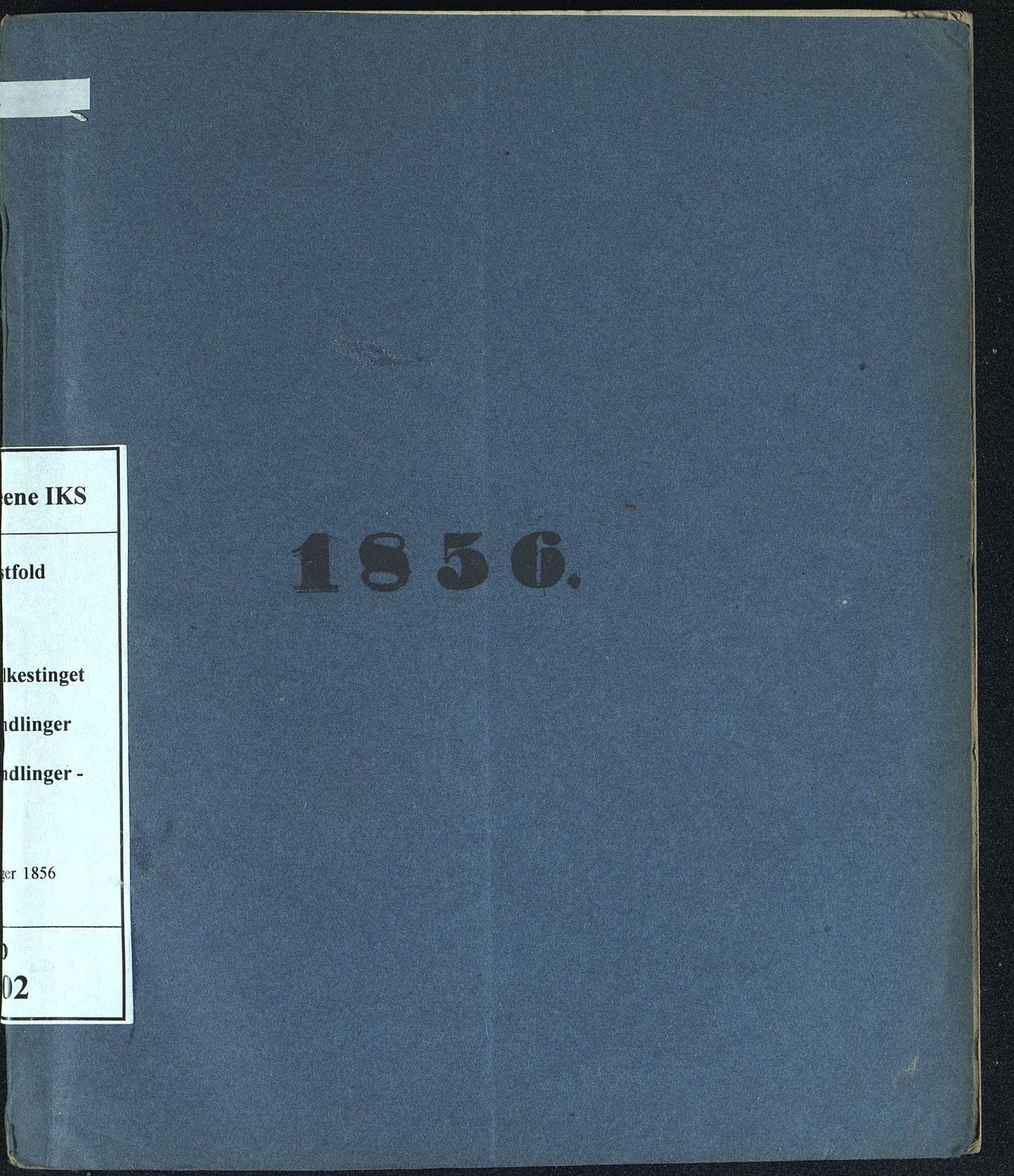 Vestfold fylkeskommune. Fylkestinget, VEMU/A-1315/A/Ab/Abb/L0002: Fylkestingsforhandlinger, 1856, p. 1