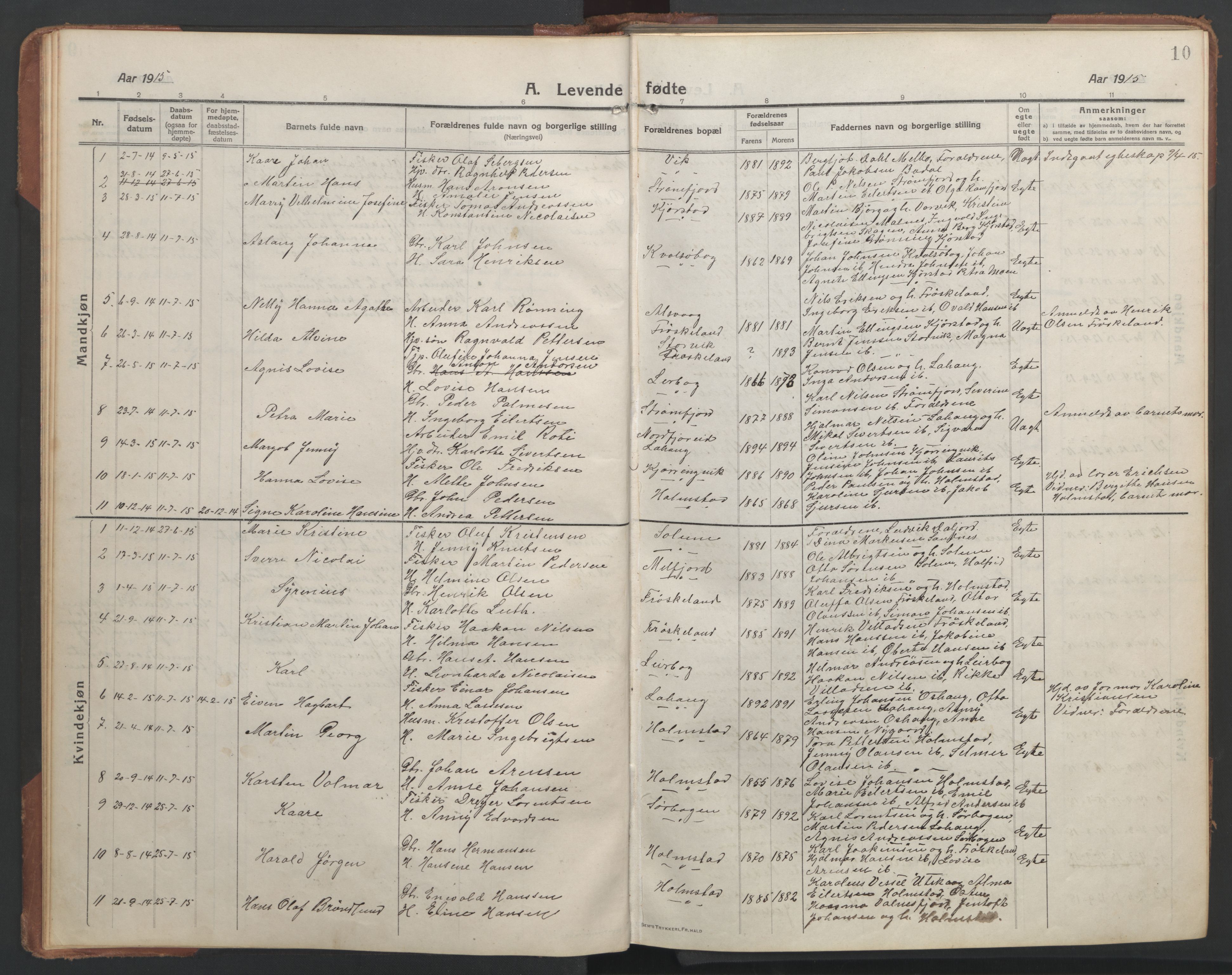 Ministerialprotokoller, klokkerbøker og fødselsregistre - Nordland, SAT/A-1459/890/L1291: Parish register (copy) no. 890C02, 1913-1954, p. 10