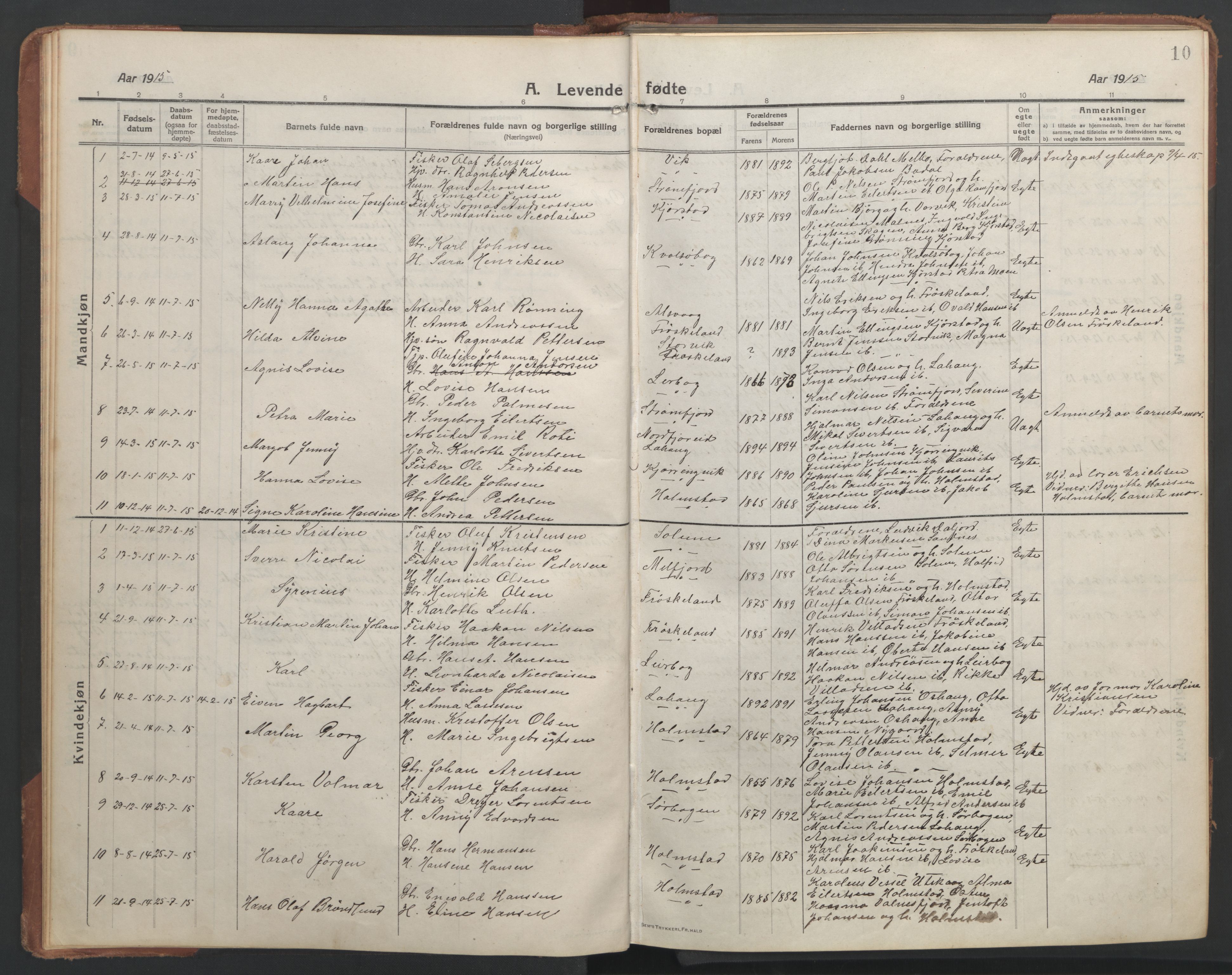 Ministerialprotokoller, klokkerbøker og fødselsregistre - Nordland, AV/SAT-A-1459/890/L1291: Parish register (copy) no. 890C02, 1913-1954, p. 10