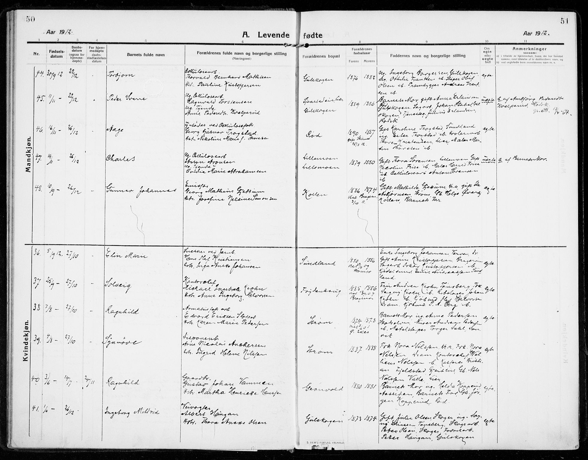 Strømsgodset kirkebøker, AV/SAKO-A-324/F/Fa/L0002: Parish register (official) no. 2, 1910-1920, p. 50-51