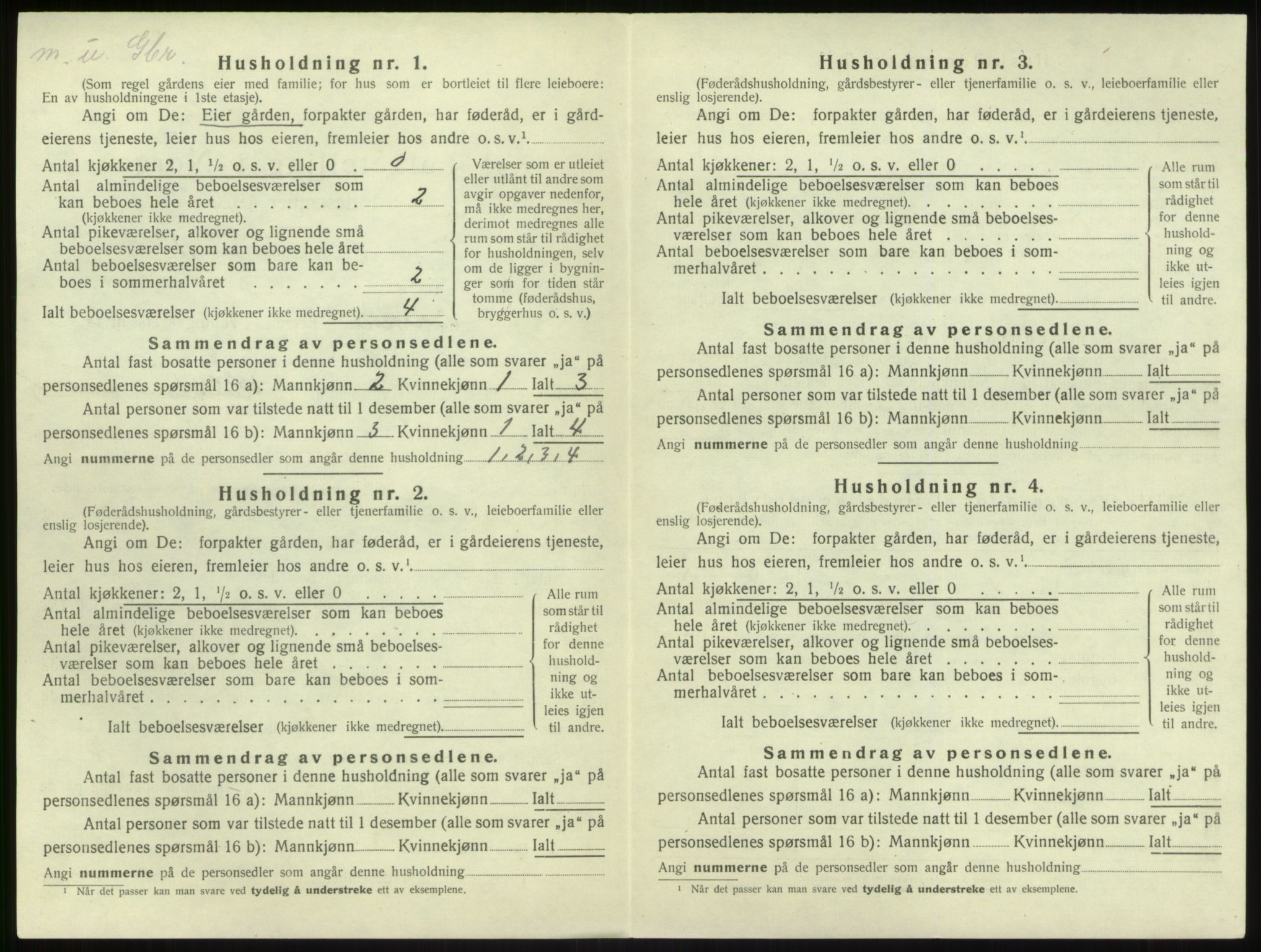 SAB, 1920 census for Brekke, 1920, p. 191