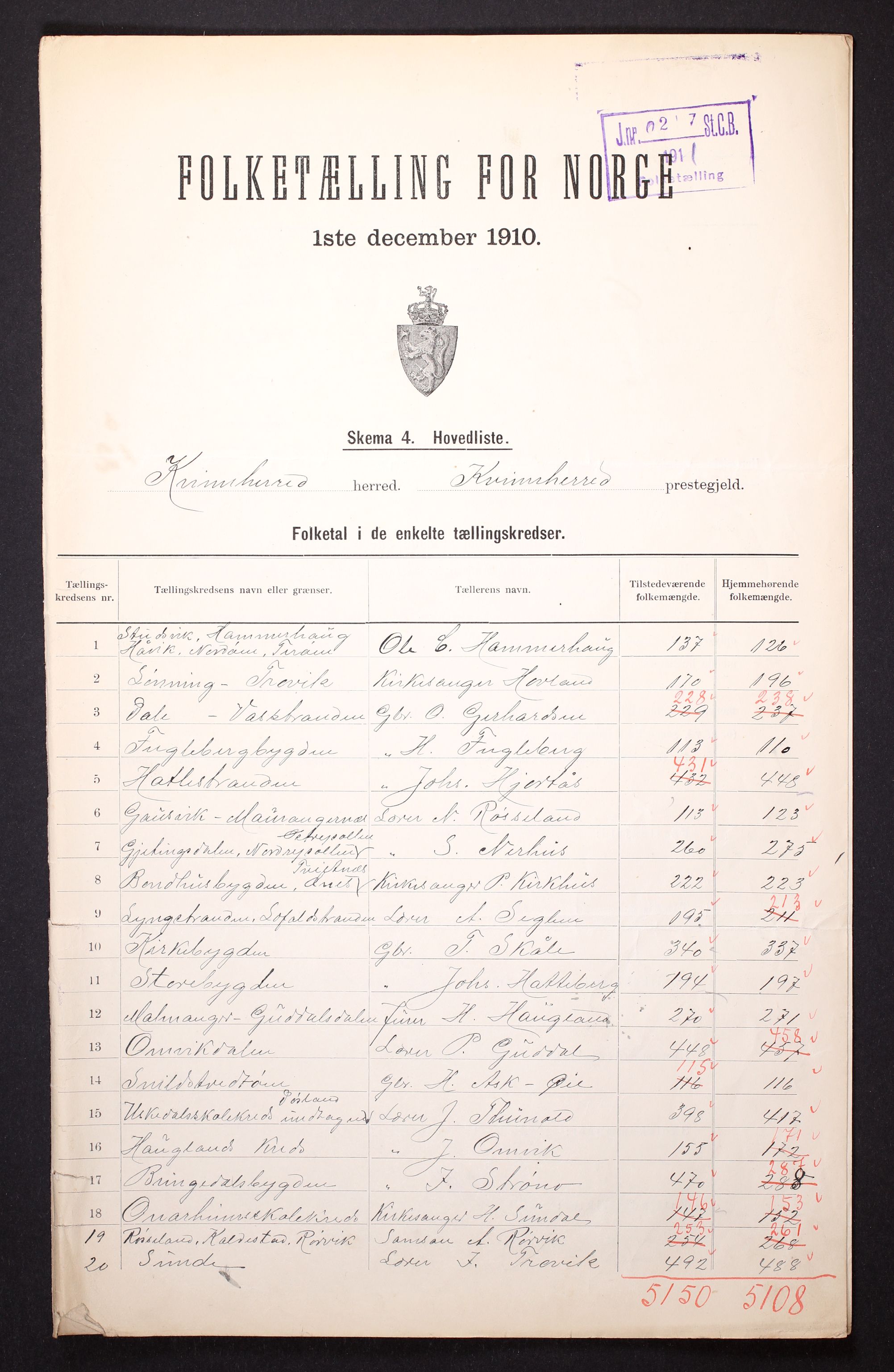 RA, 1910 census for Kvinnherad, 1910, p. 2
