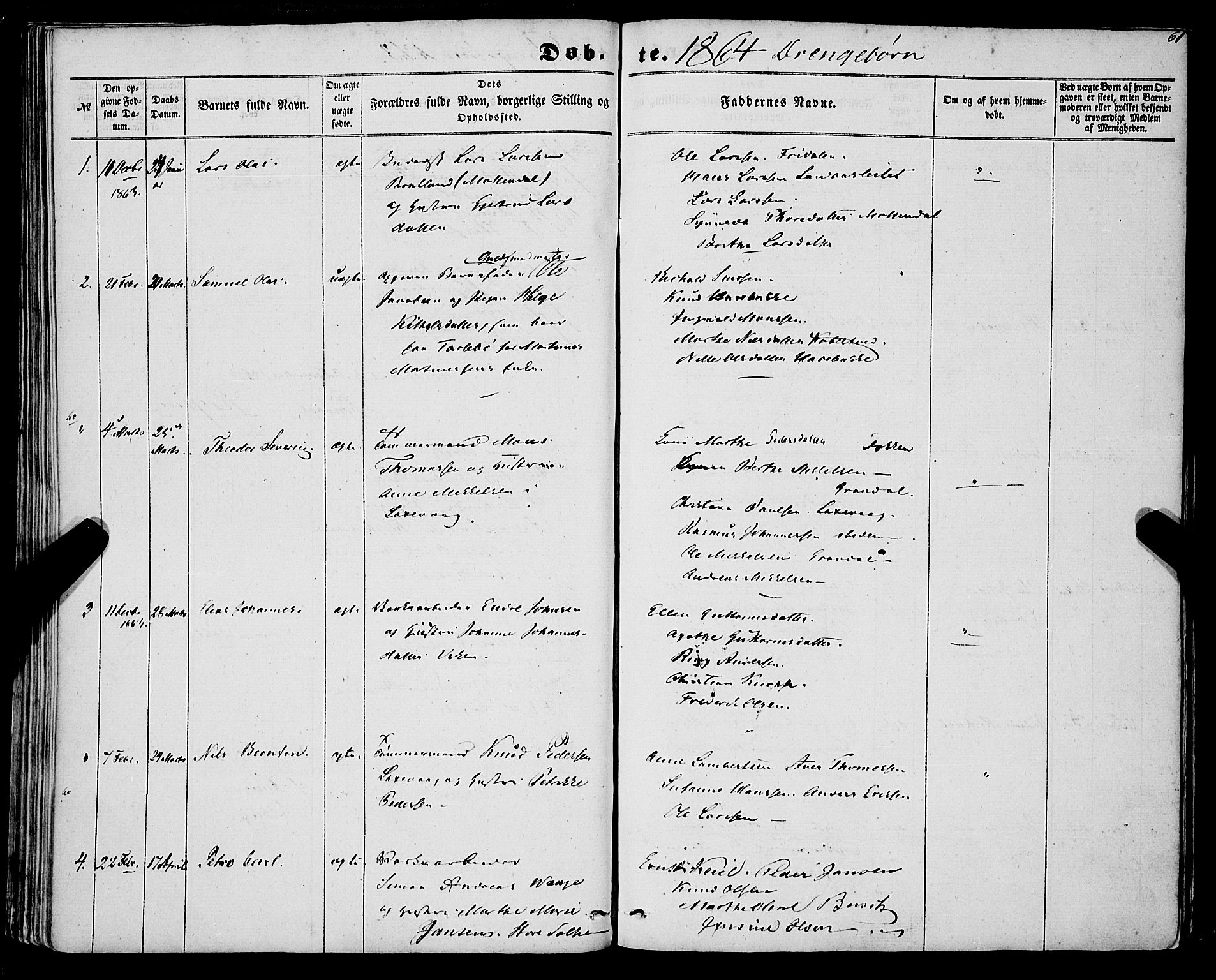 St. Jørgens hospital og Årstad sokneprestembete, SAB/A-99934: Parish register (official) no. A 5, 1857-1869, p. 61