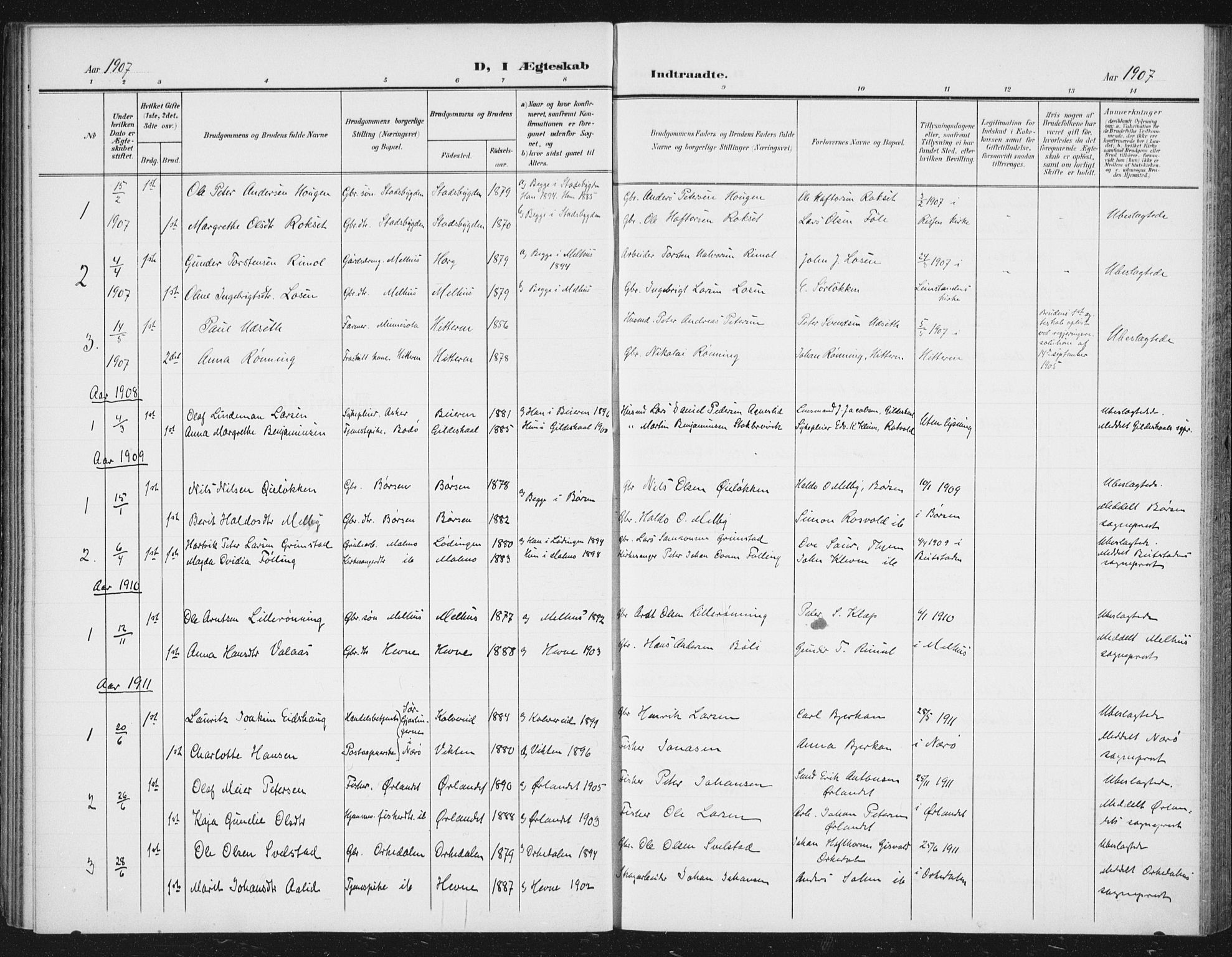 Ministerialprotokoller, klokkerbøker og fødselsregistre - Sør-Trøndelag, SAT/A-1456/623/L0479: Parish register (copy) no. 623C02, 1907-1933