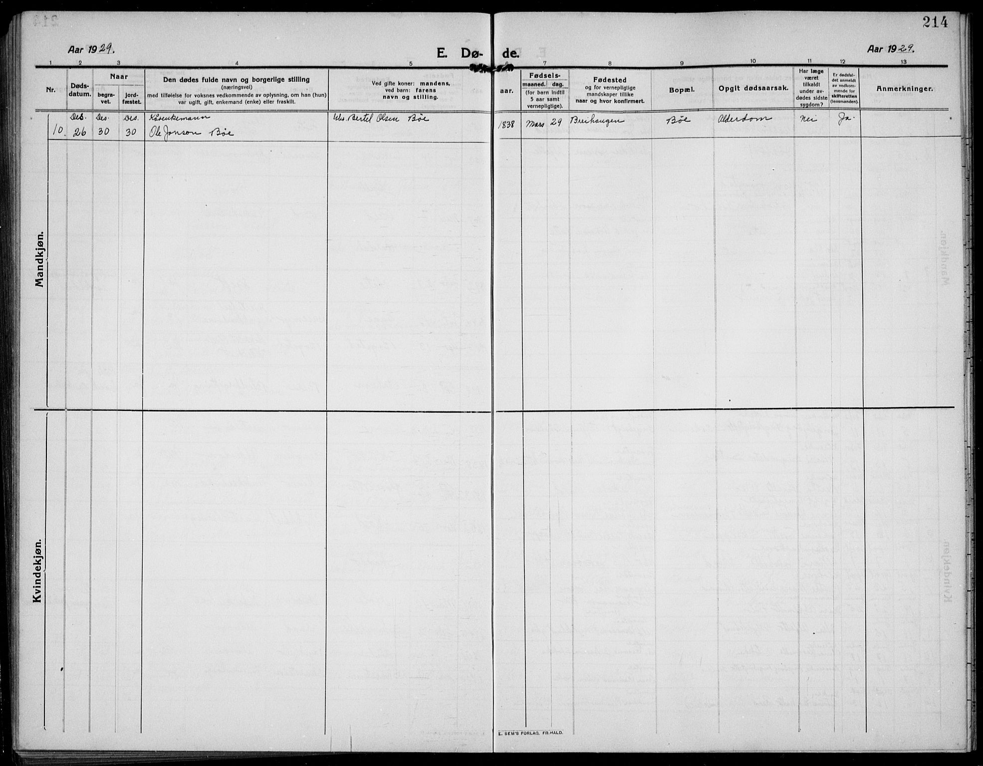 Gloppen sokneprestembete, SAB/A-80101/H/Hab/Habc/L0003: Parish register (copy) no. C 3, 1911-1938, p. 214