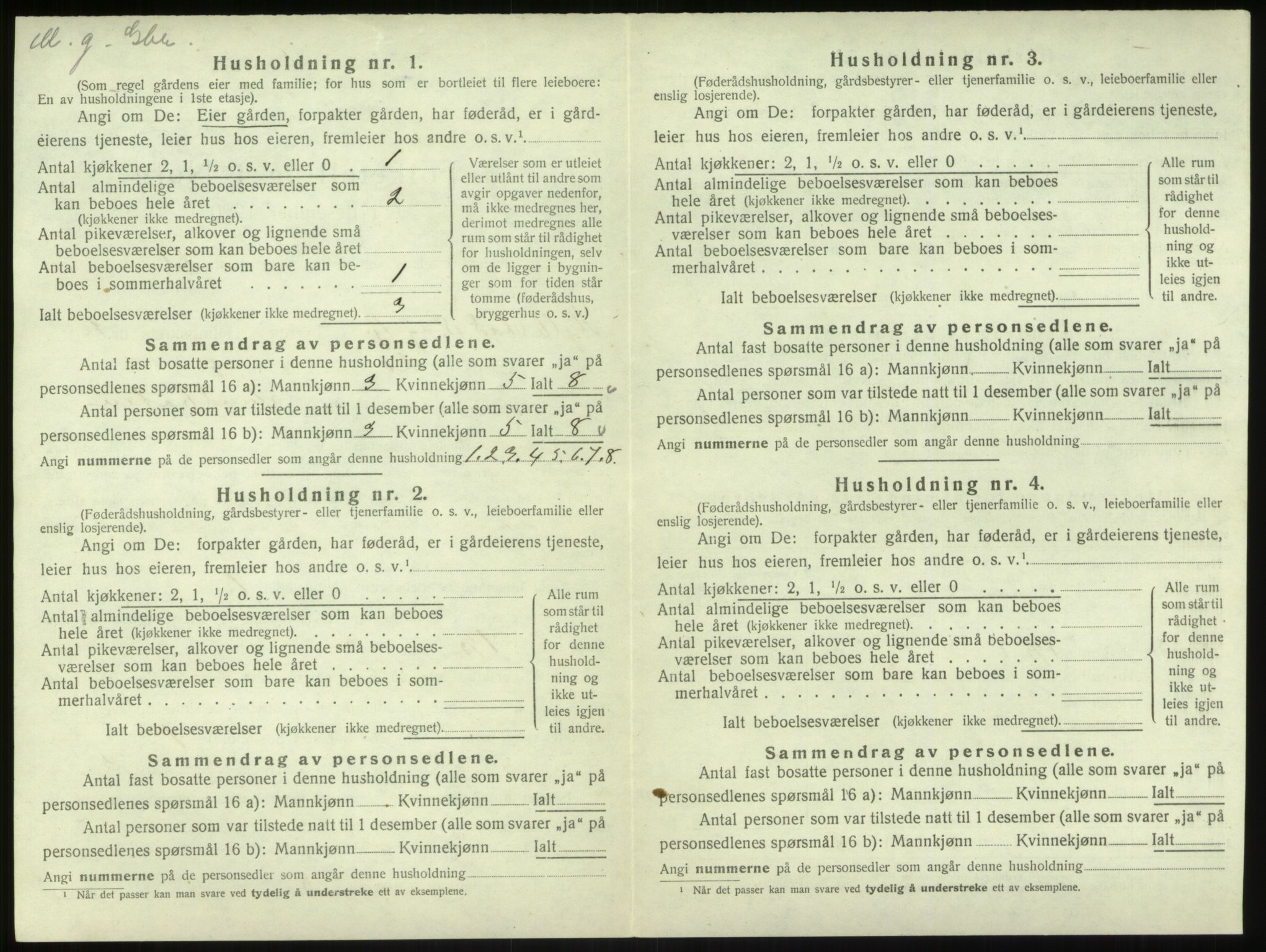 SAB, 1920 census for Hyllestad, 1920, p. 169