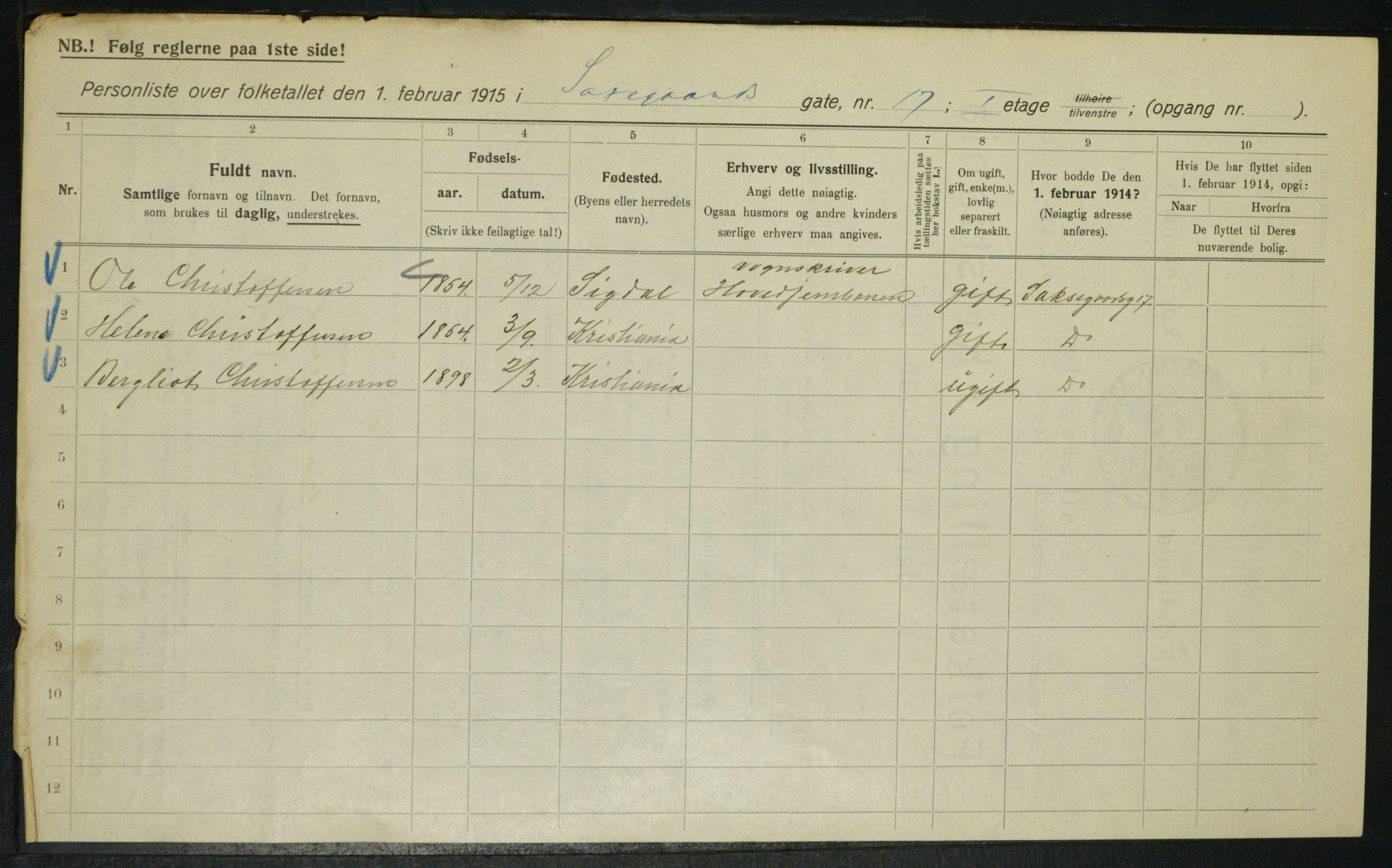 OBA, Municipal Census 1915 for Kristiania, 1915, p. 88995
