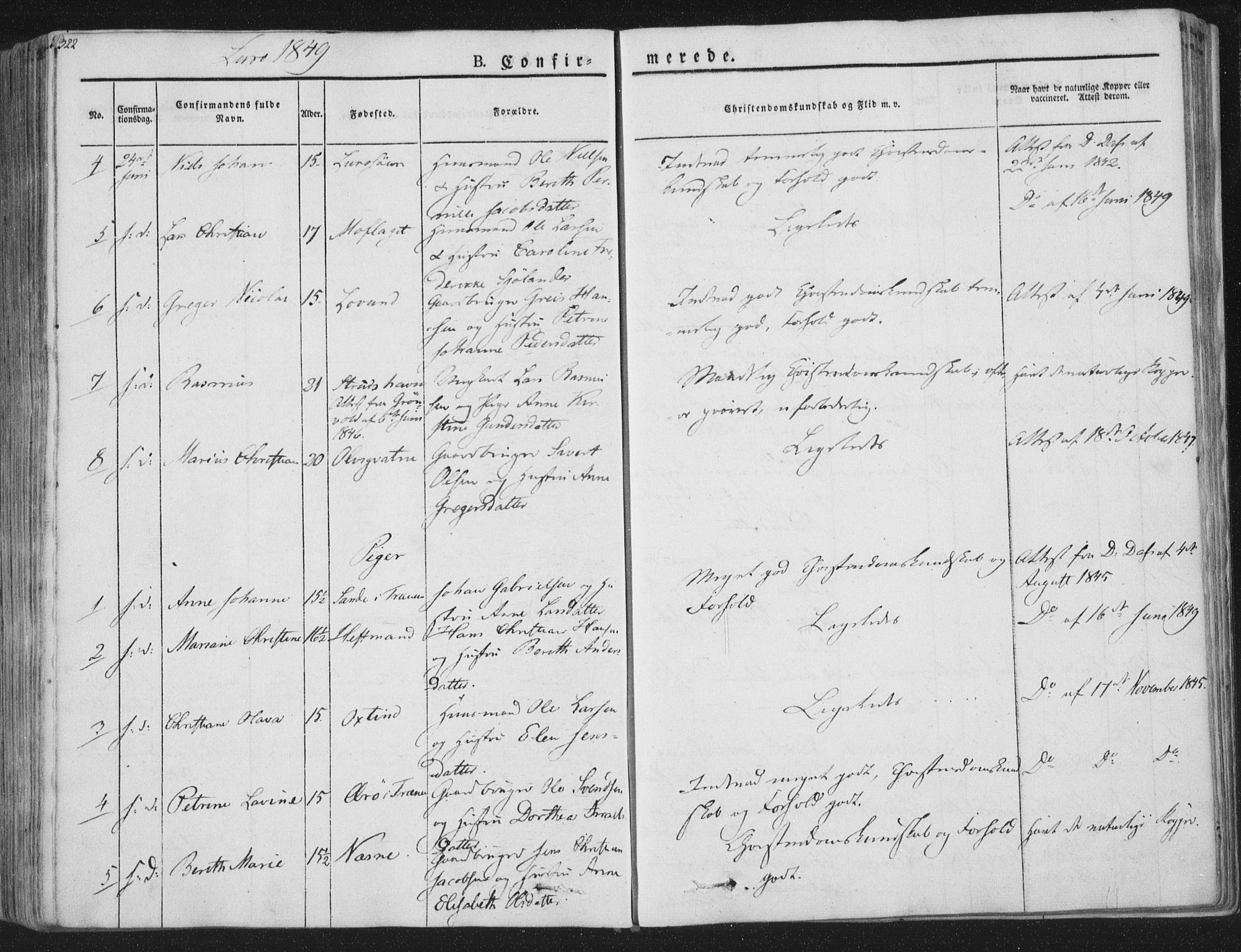 Ministerialprotokoller, klokkerbøker og fødselsregistre - Nordland, AV/SAT-A-1459/839/L0565: Parish register (official) no. 839A02, 1825-1862, p. 322