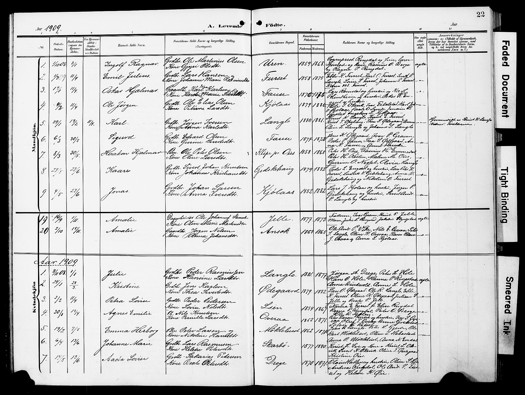 Ministerialprotokoller, klokkerbøker og fødselsregistre - Møre og Romsdal, AV/SAT-A-1454/520/L0293: Parish register (copy) no. 520C05, 1902-1923, p. 22