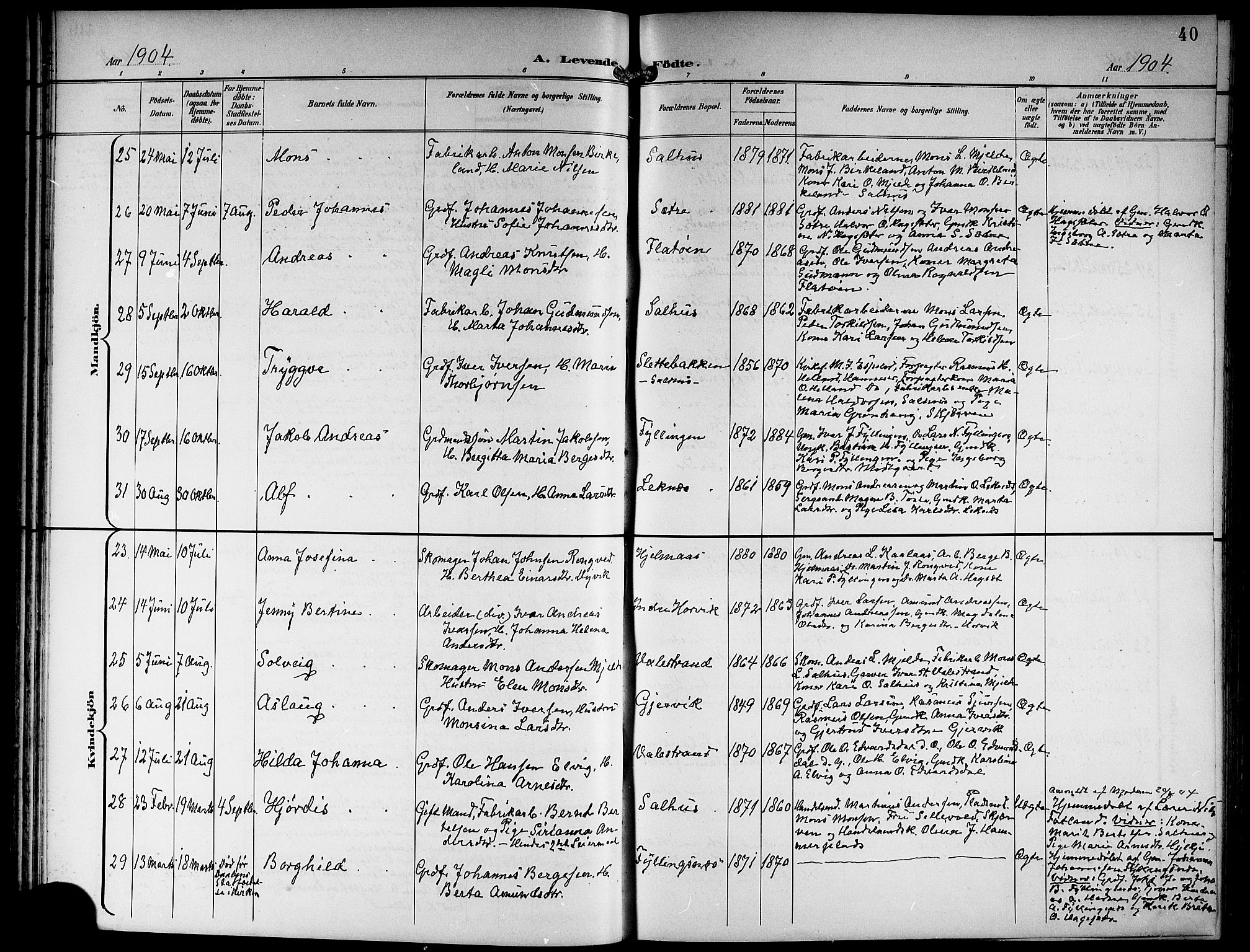 Hamre sokneprestembete, SAB/A-75501/H/Ha/Hab: Parish register (copy) no. B 4, 1898-1919, p. 40