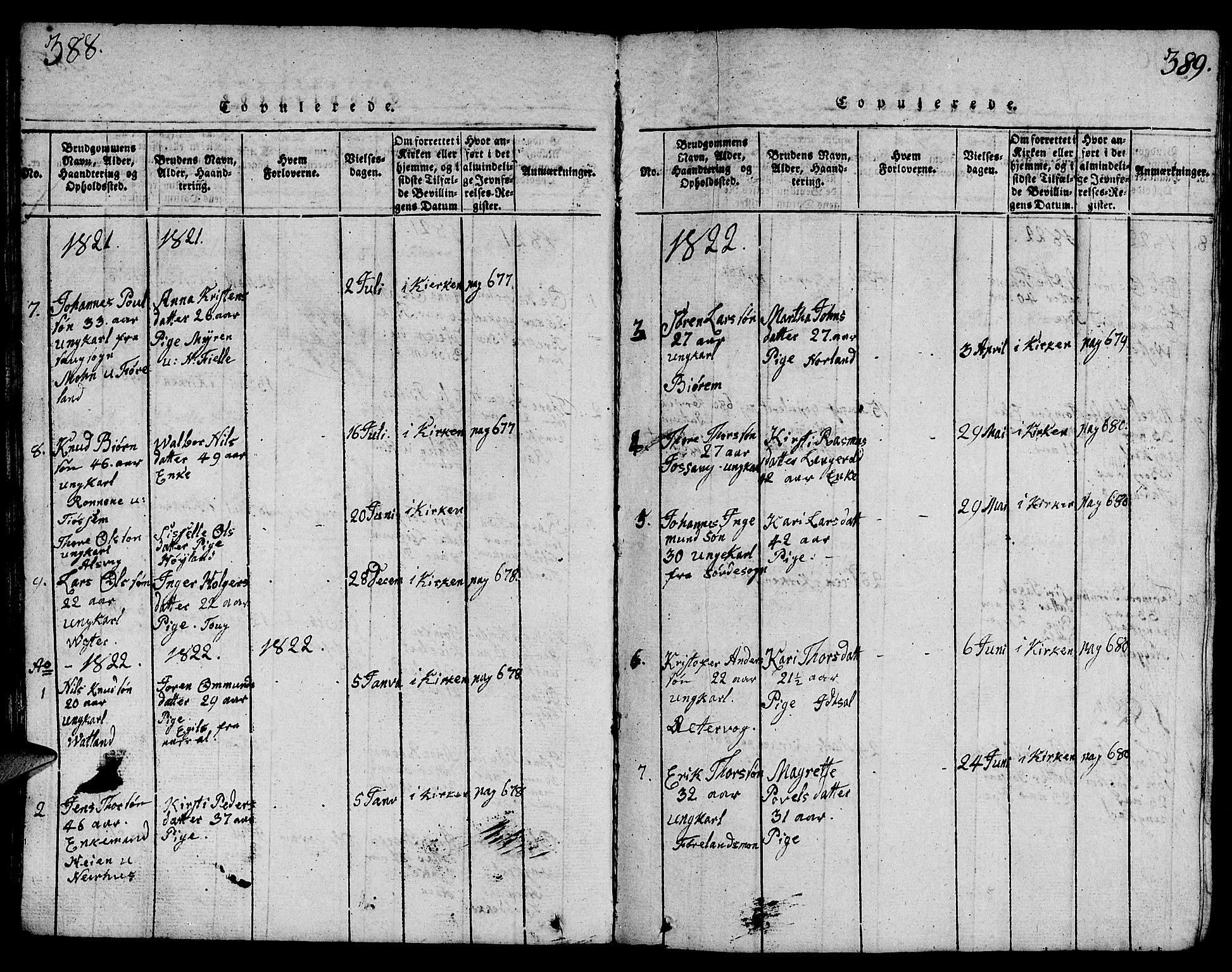 Strand sokneprestkontor, AV/SAST-A-101828/H/Ha/Hab/L0001: Parish register (copy) no. B 1, 1816-1854, p. 388-389