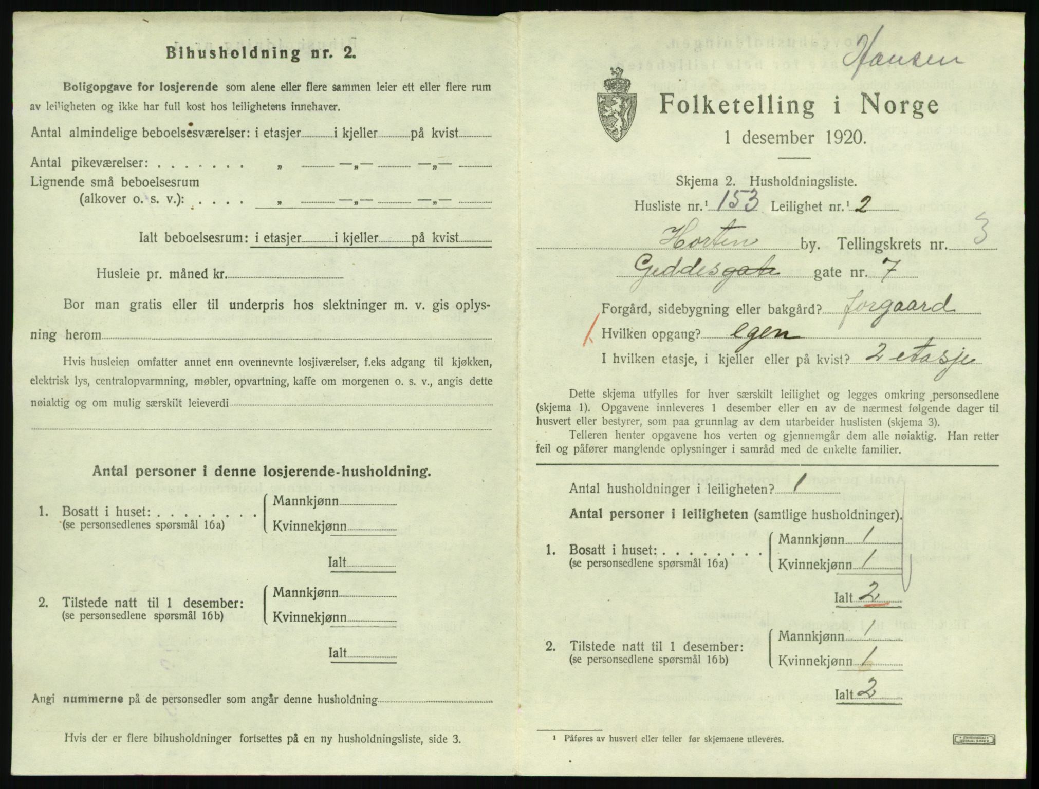 SAKO, 1920 census for Horten, 1920, p. 4633