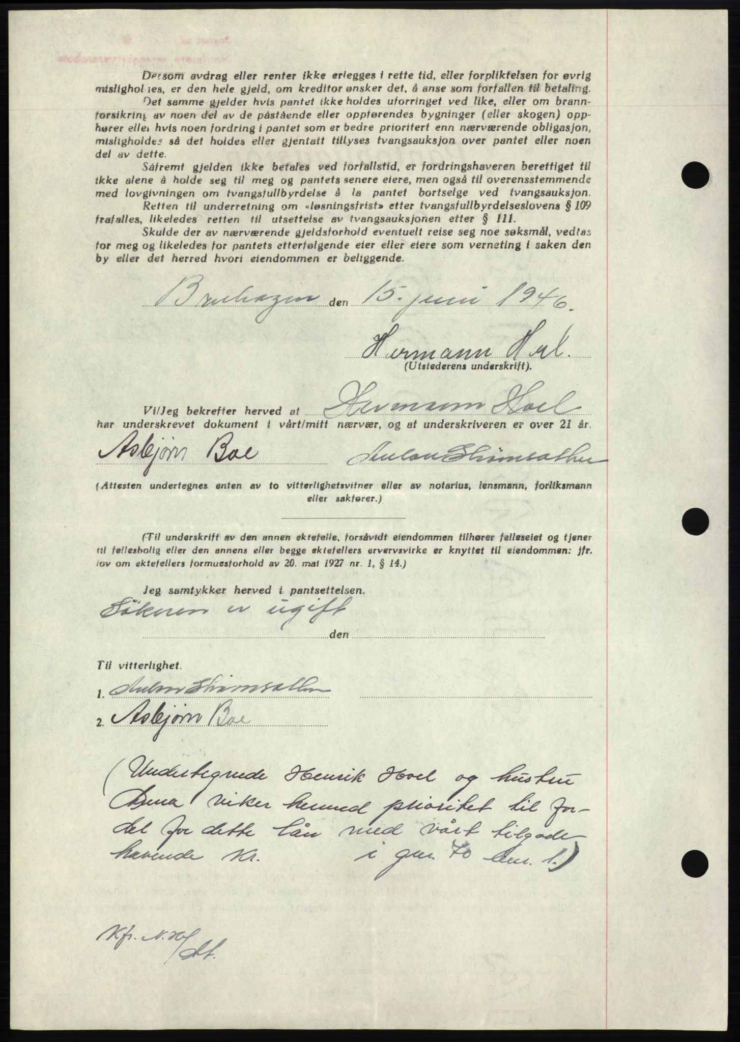 Nordmøre sorenskriveri, AV/SAT-A-4132/1/2/2Ca: Mortgage book no. B94, 1946-1946, Diary no: : 1372/1946