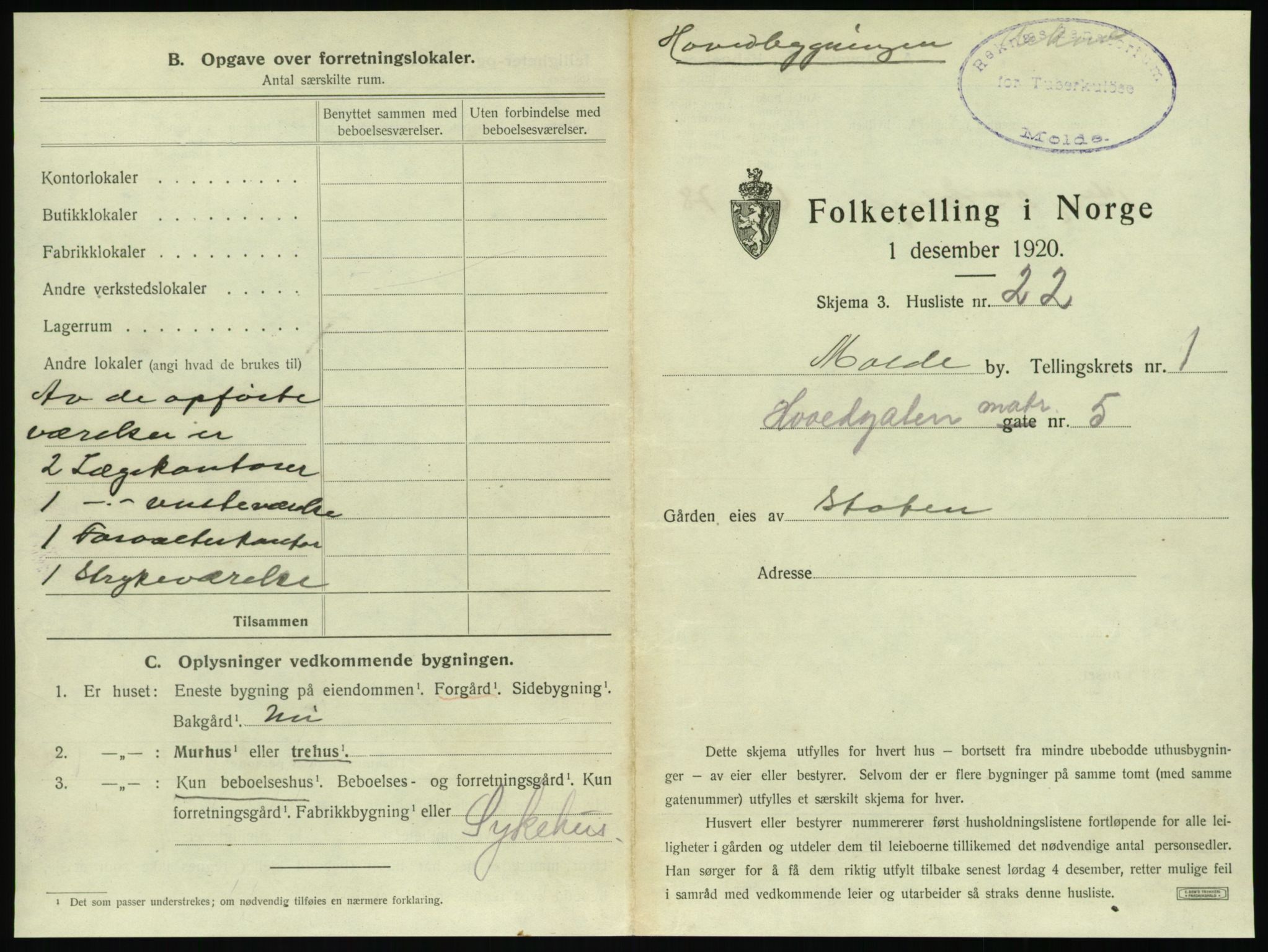 SAT, 1920 census for Molde, 1920, p. 67