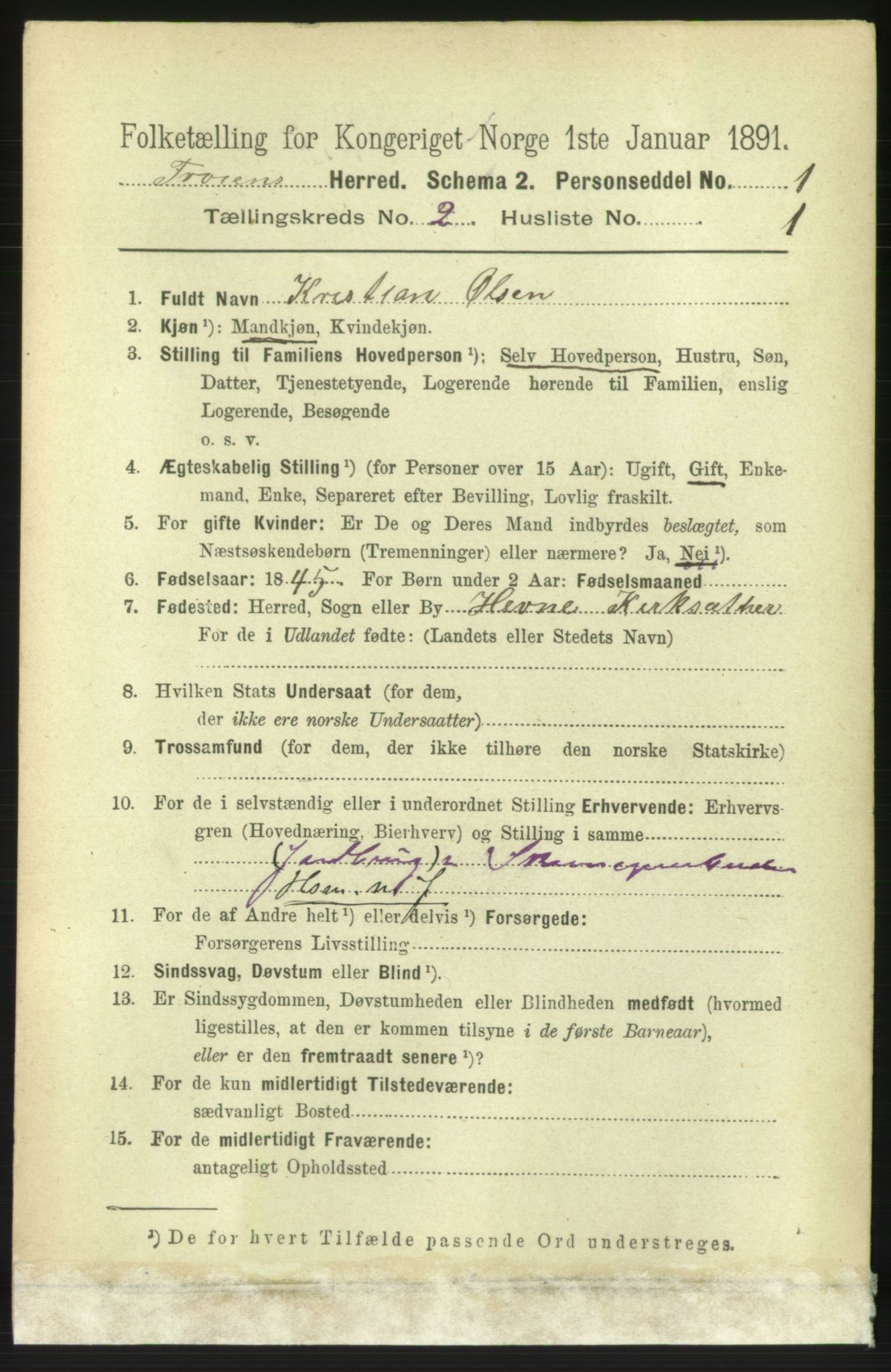 RA, 1891 census for 1619 Frøya, 1891, p. 945