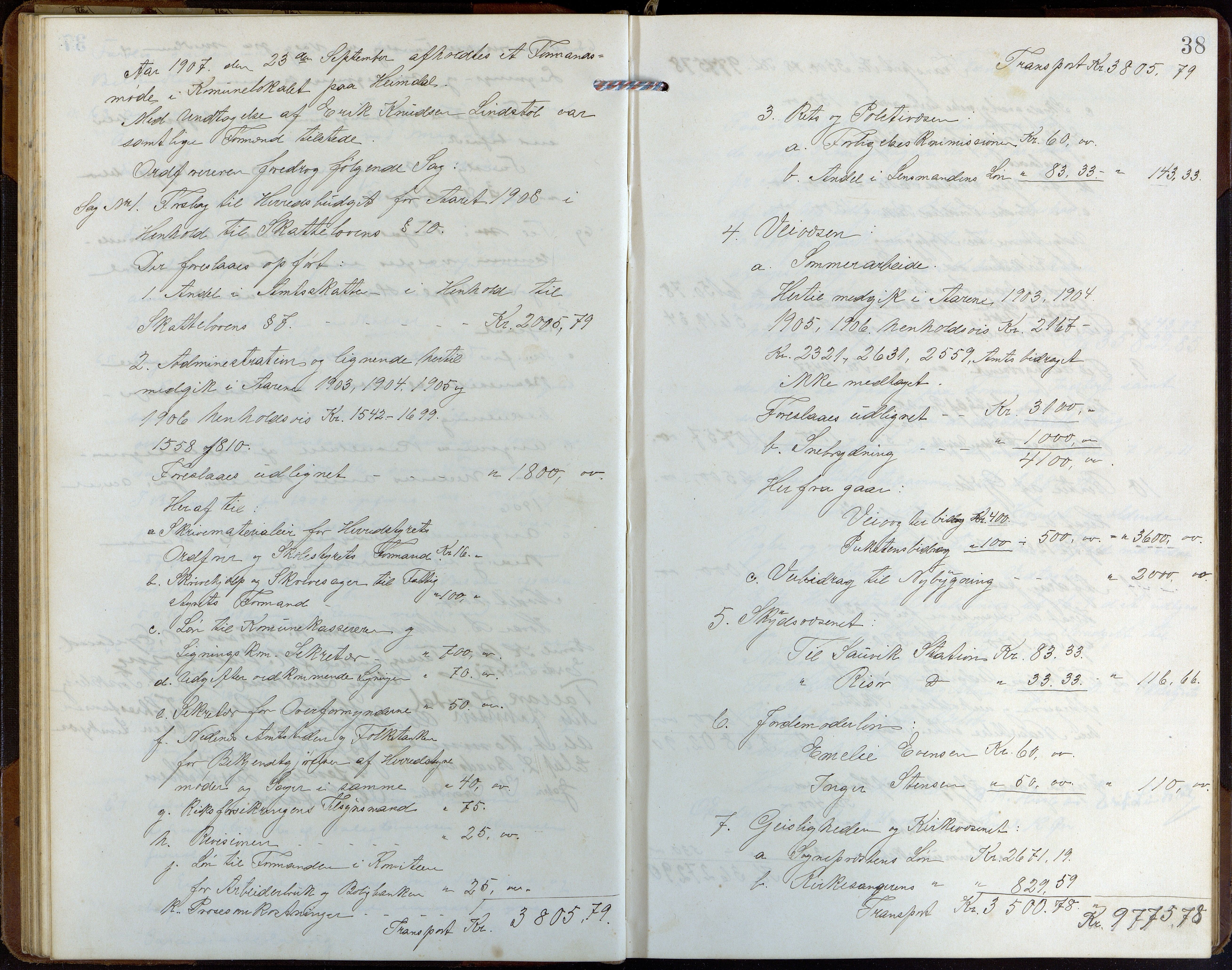 Søndeled kommune, AAKS/KA0913-PK/1/01/L0004: Forhandlingsprotokoll, 1905-1916, p. 38